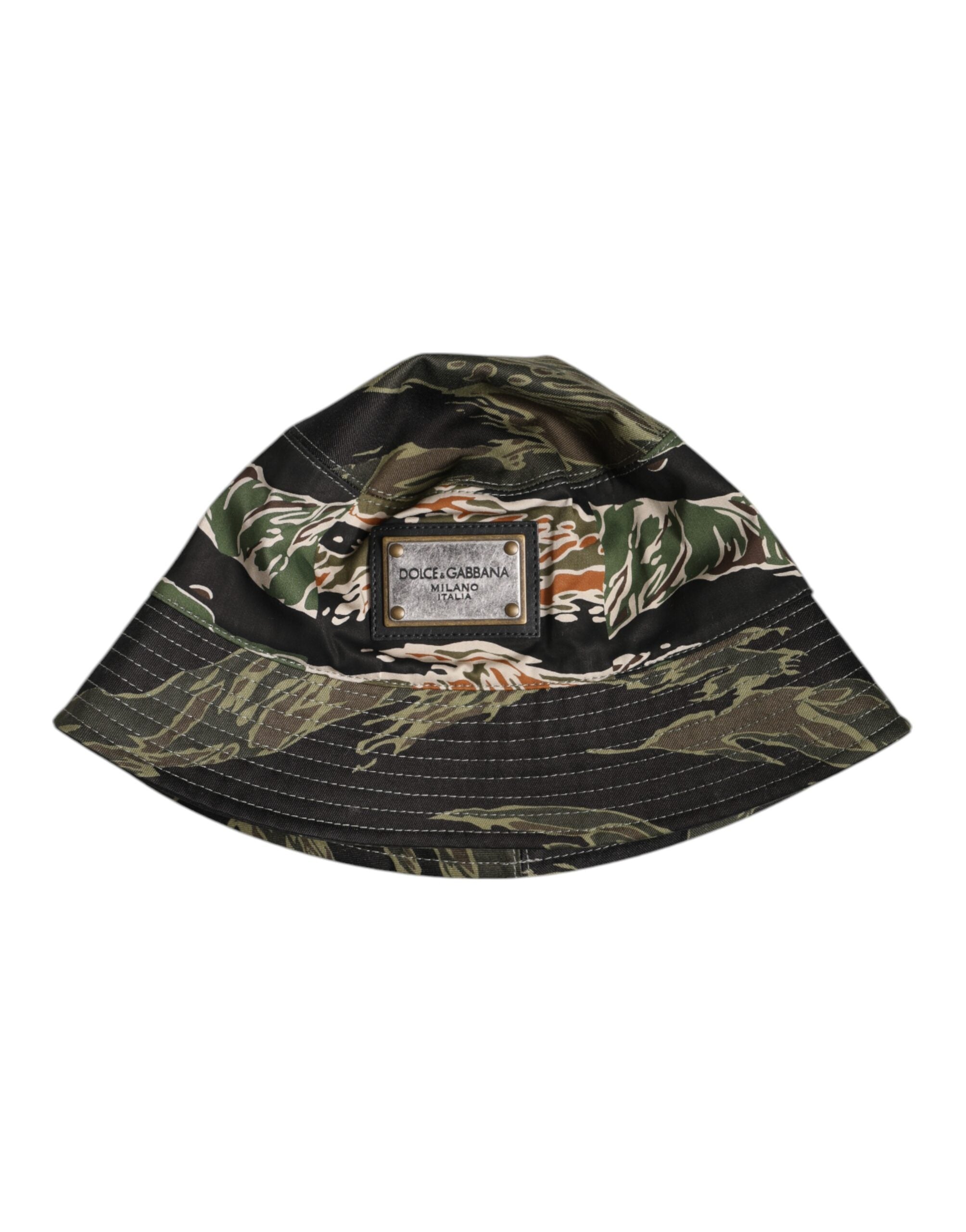 Multicolor DG Plaque Wide Brim Bucket Hat - ventzia