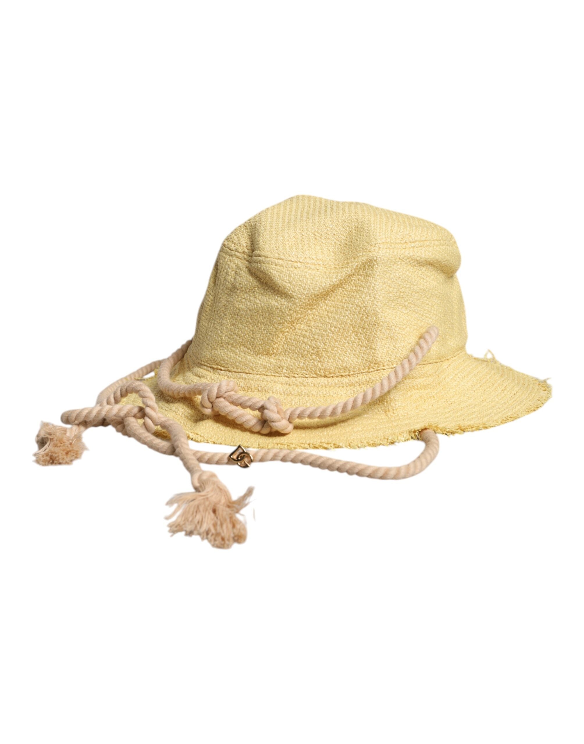 Yellow Cotton Wide Brim Bucket - ventzia