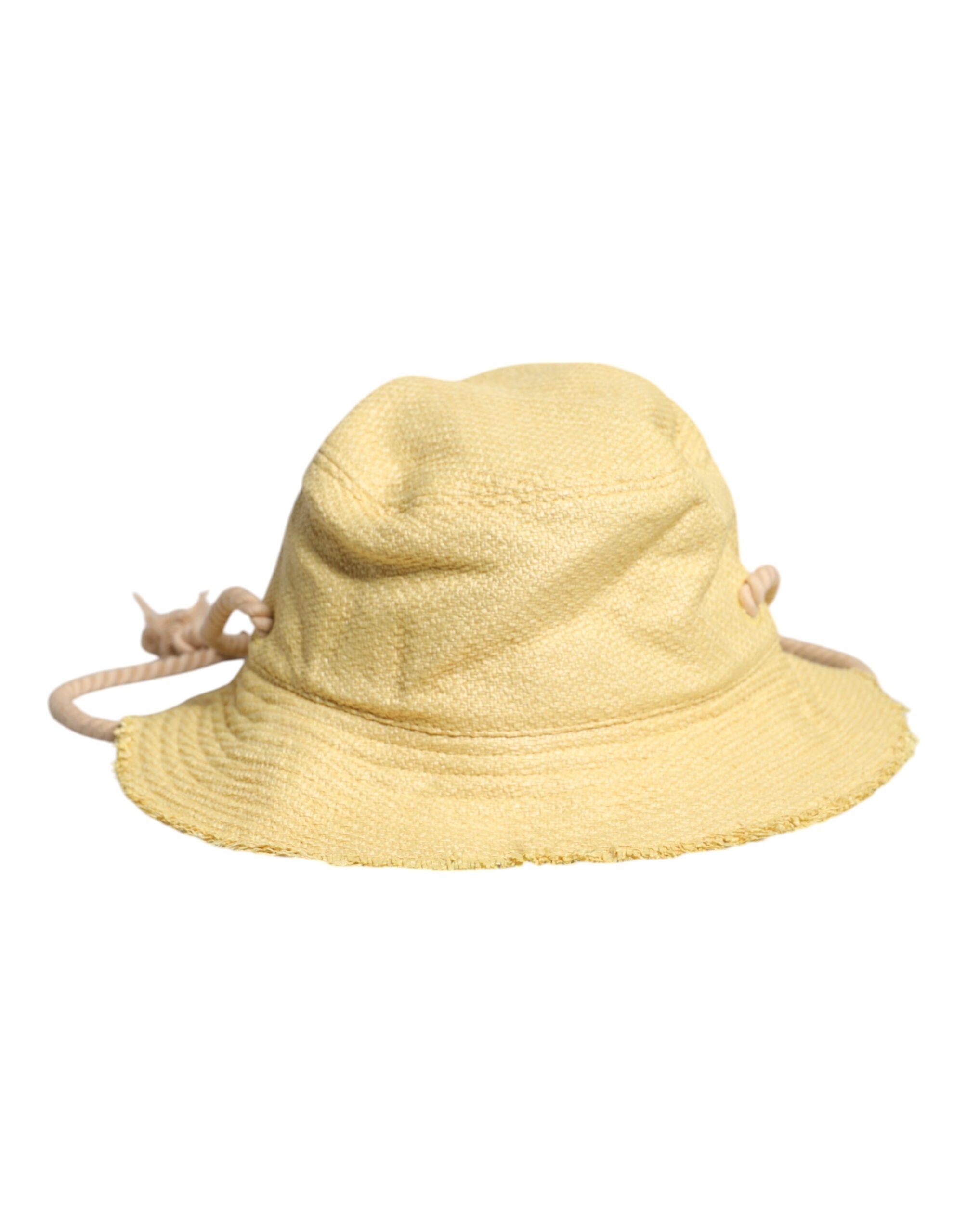 Yellow Cotton Wide Brim Bucket - ventzia