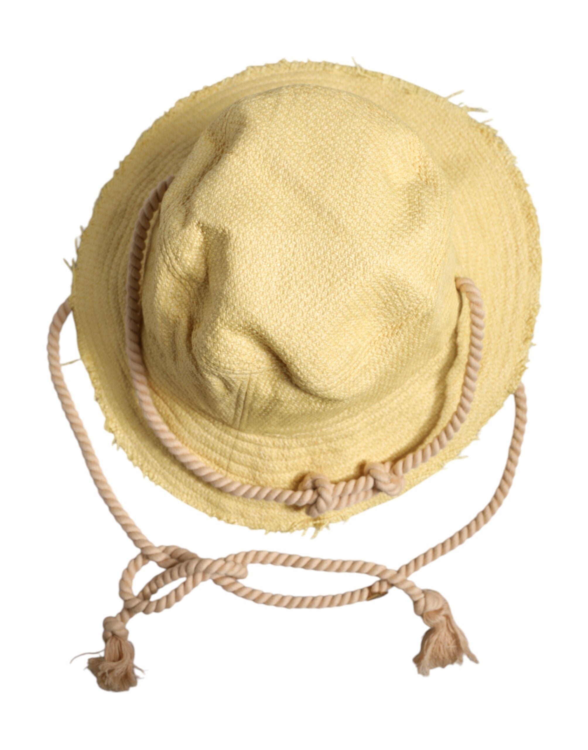 Yellow Cotton Wide Brim Bucket - ventzia