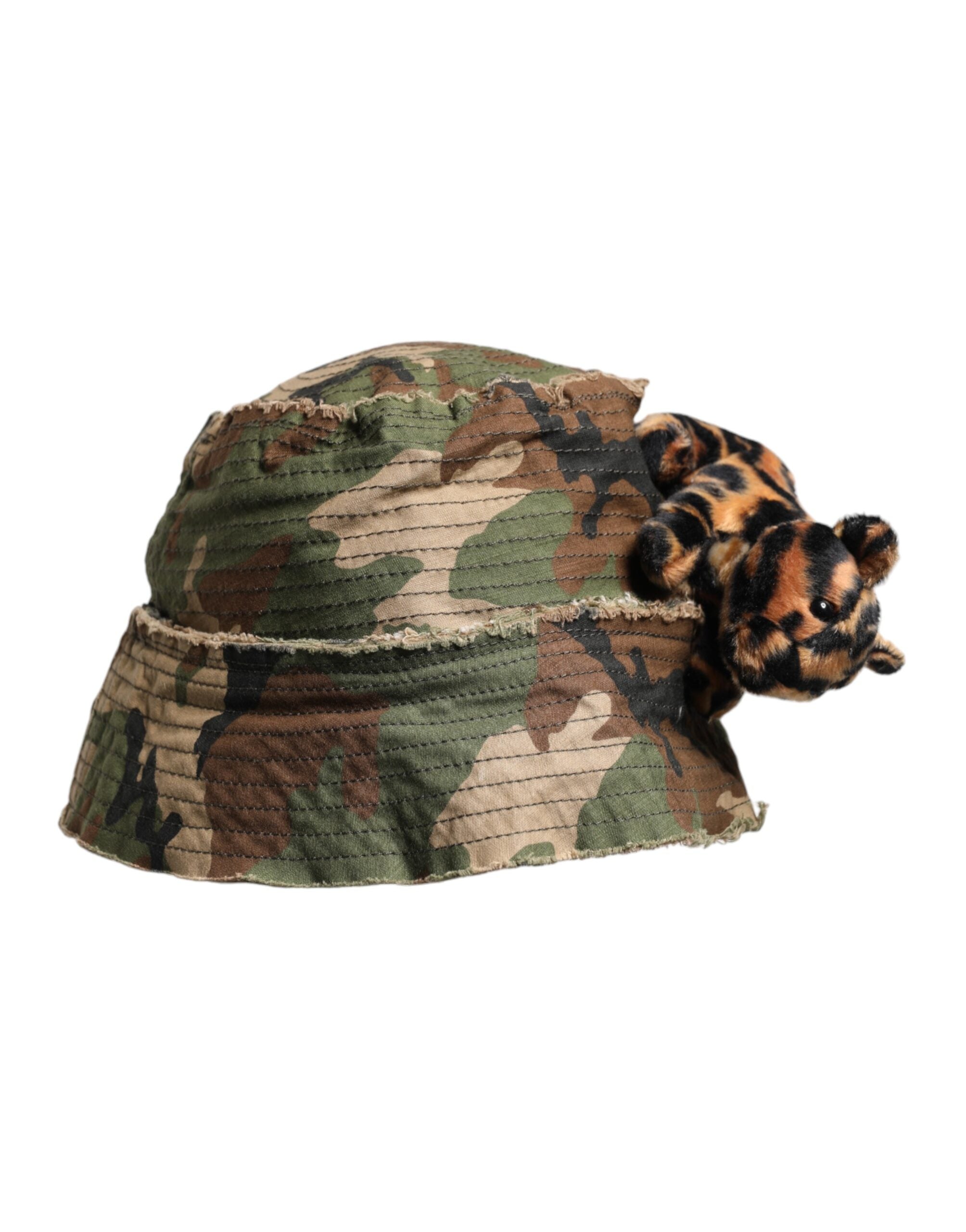 Multicolor Leopard Embellish Wide Brim Bucket Hat - ventzia