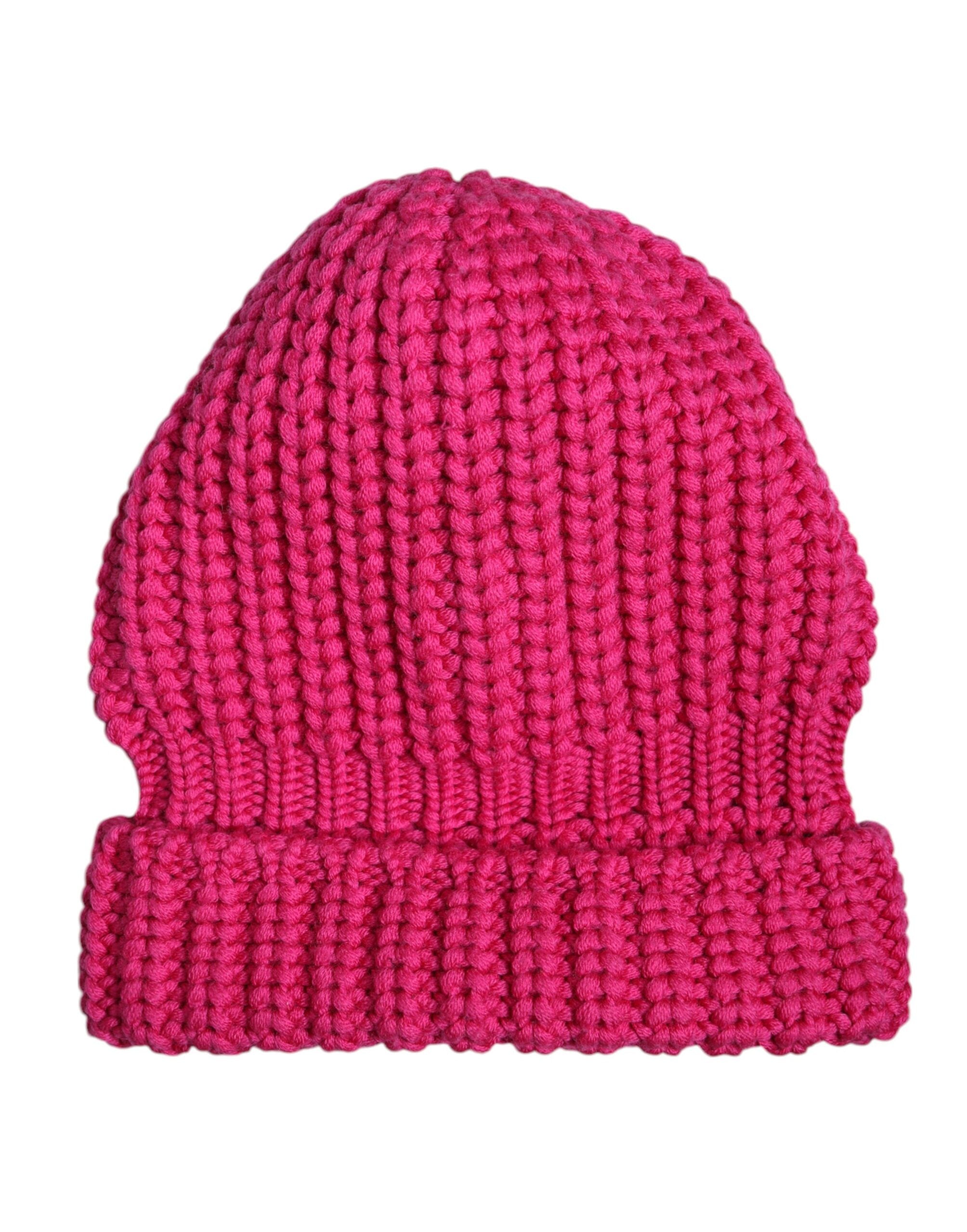 Pink Solid Wool Knitted Winter Beanie Hat - ventzia