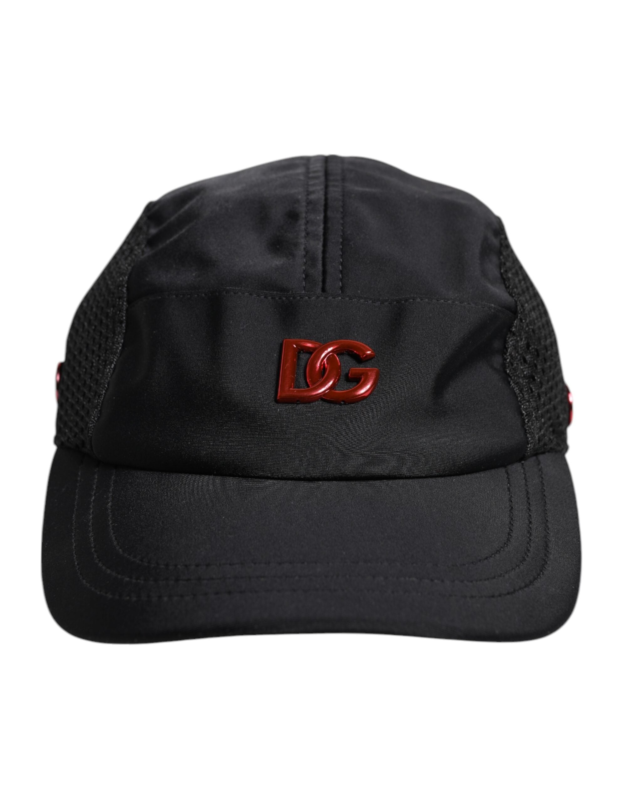 Black Nylon DG Logo 6 Panels Baseball Cap - ventzia