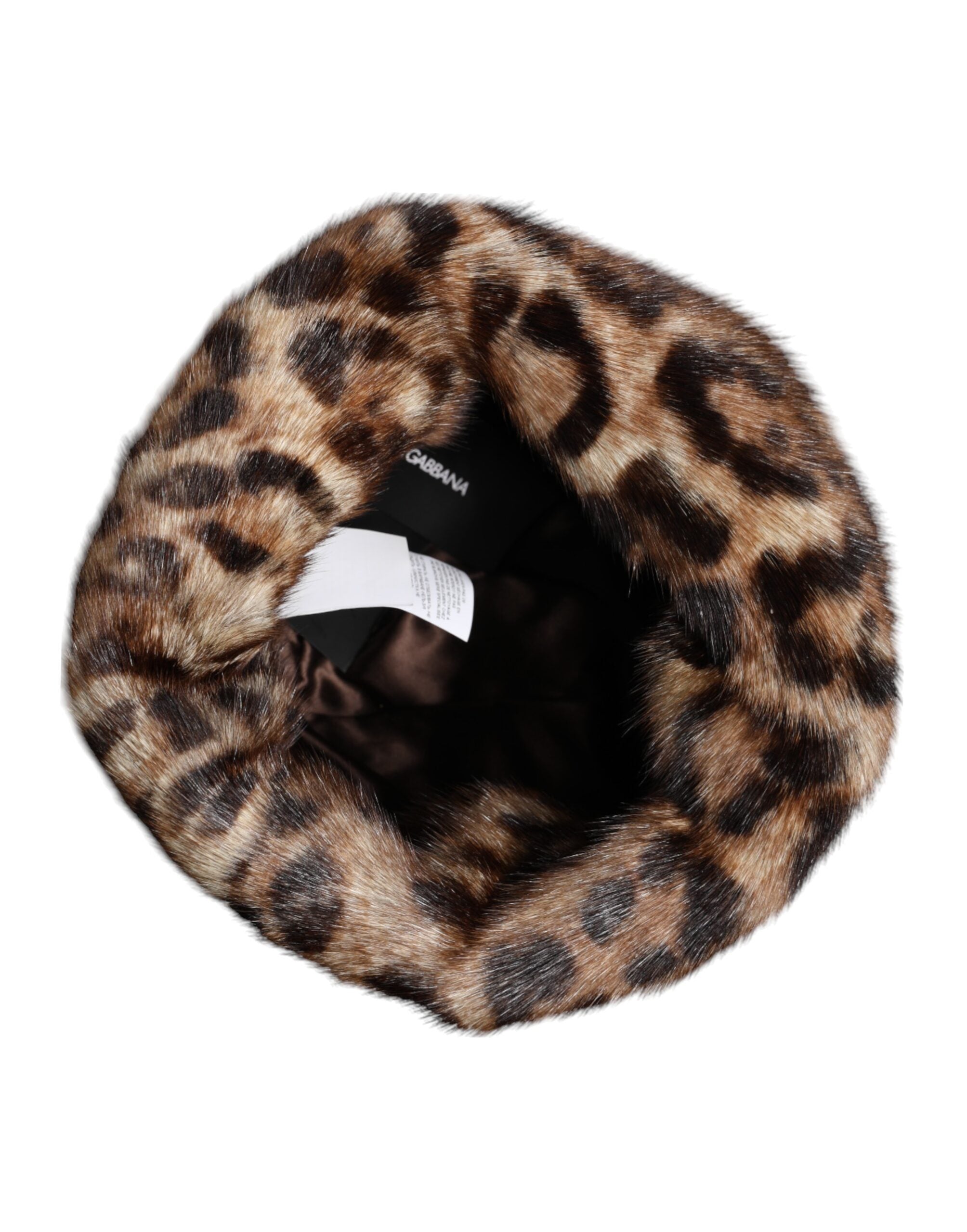 Brown Leopard Faux Fur Women Bucket Hat - ventzia
