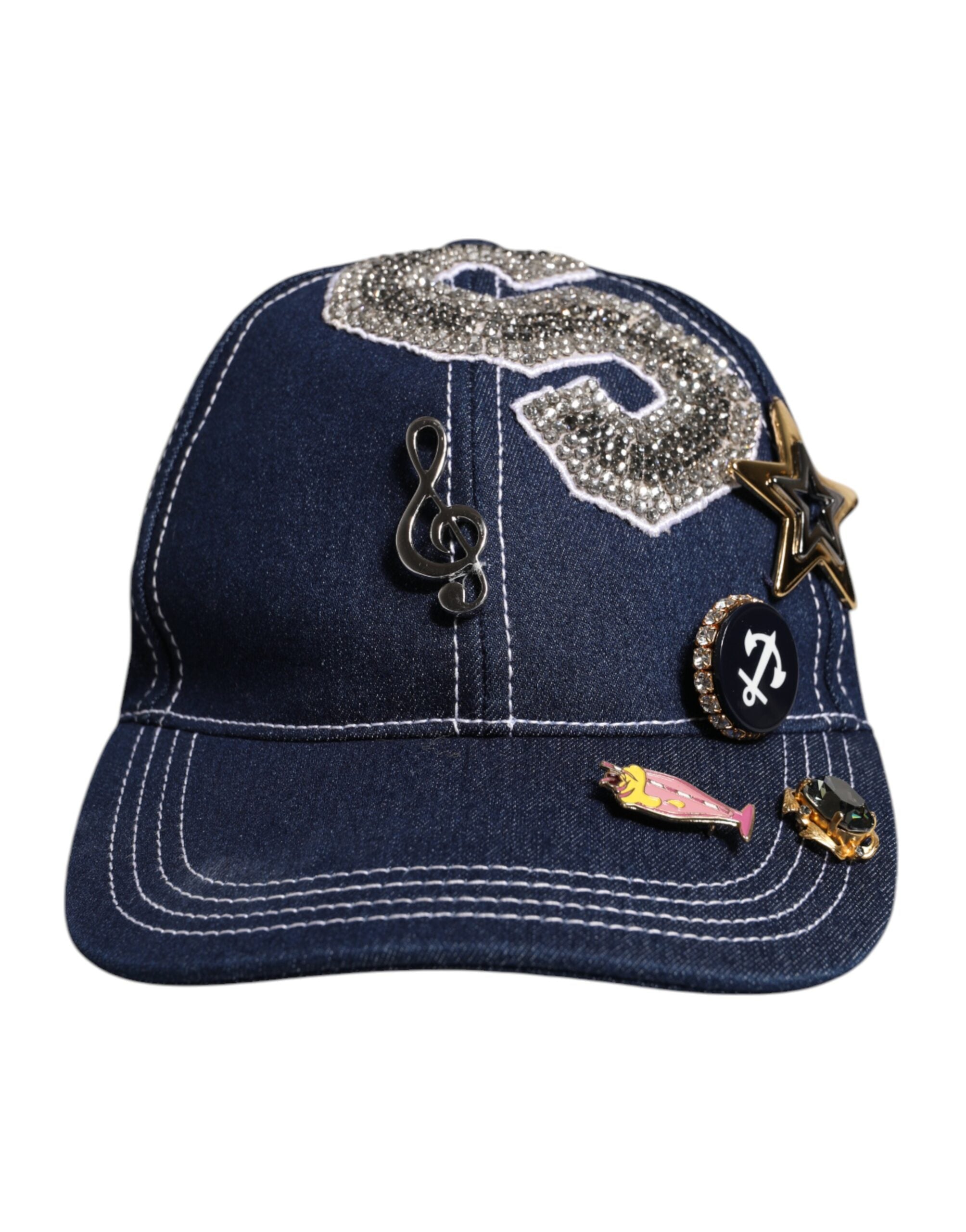 Blue Crystal Embellishment Baseball Cap - ventzia