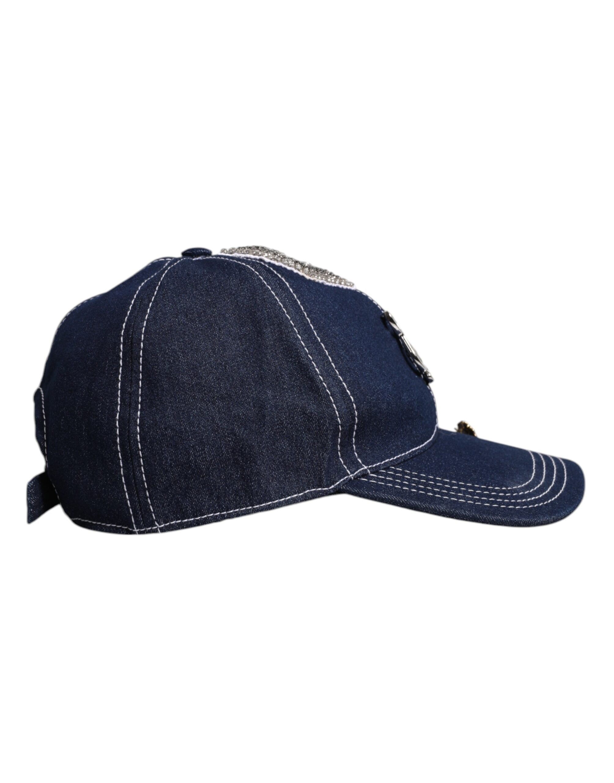 Blue Crystal Embellishment Baseball Cap - ventzia