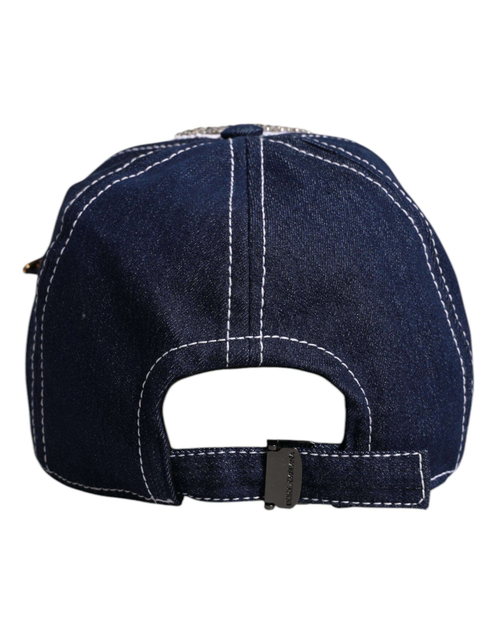 Blue Crystal Embellishment Baseball Cap - ventzia