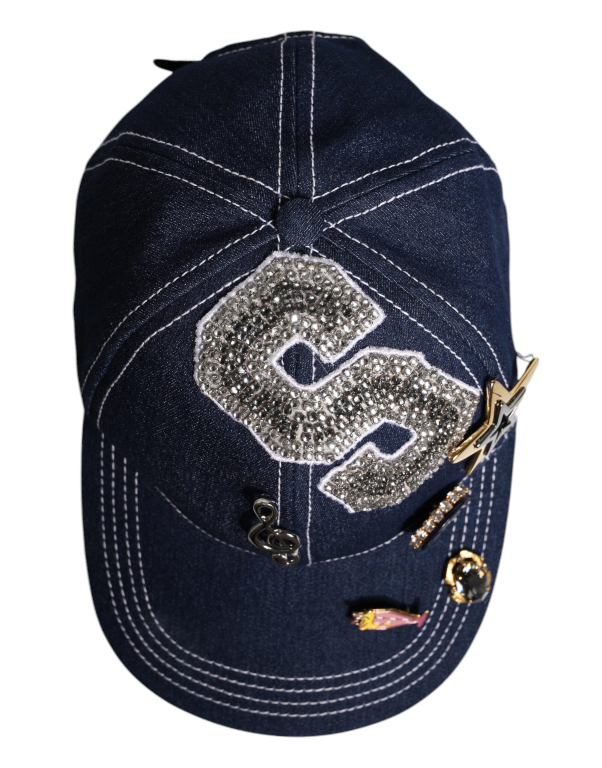 Blue Crystal Embellishment Baseball Cap - ventzia