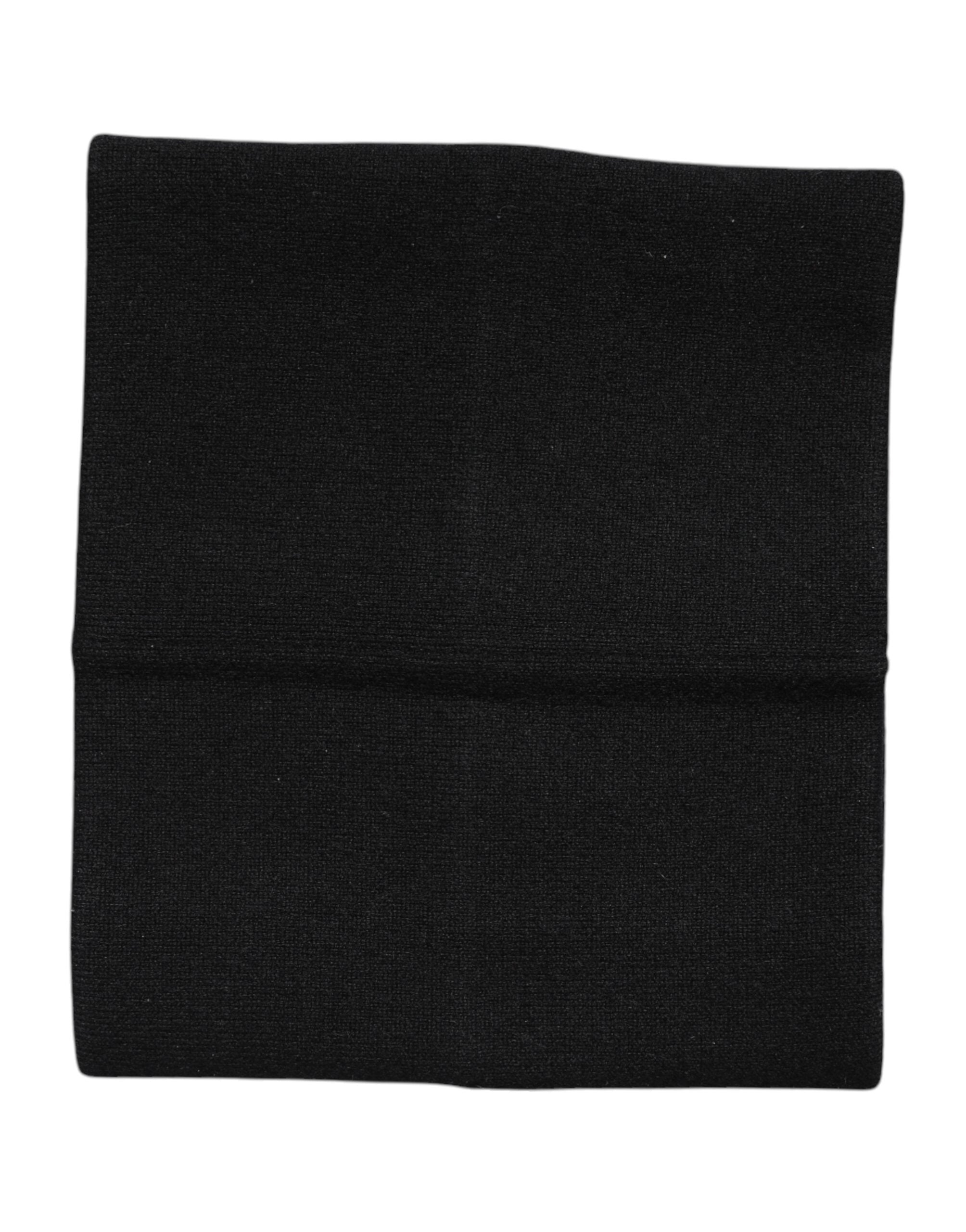 Black Cashmere Knitted Neck Warmer Foulard Scarf - ventzia