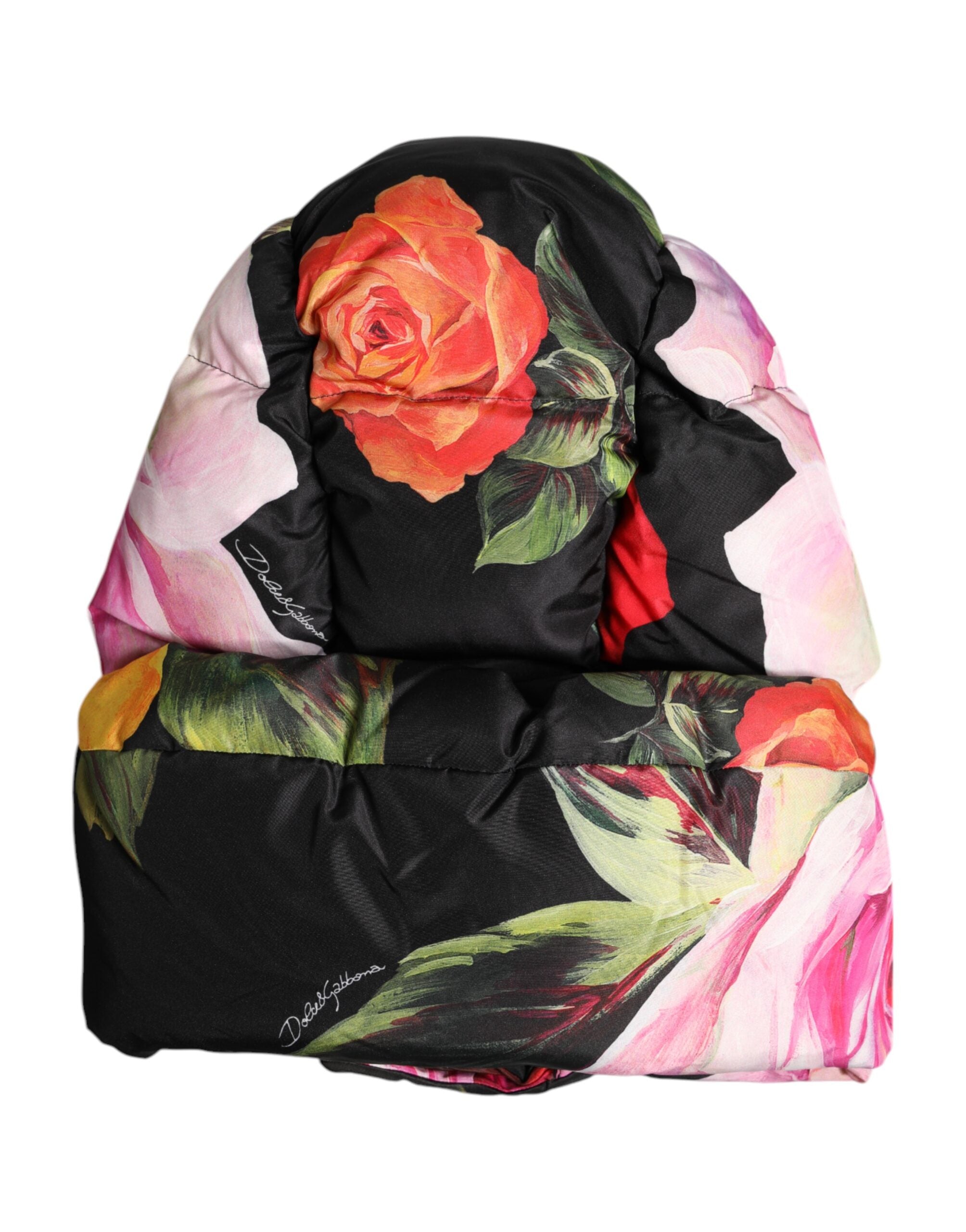 Black Floral Print Whole Head Wrap Hat - ventzia
