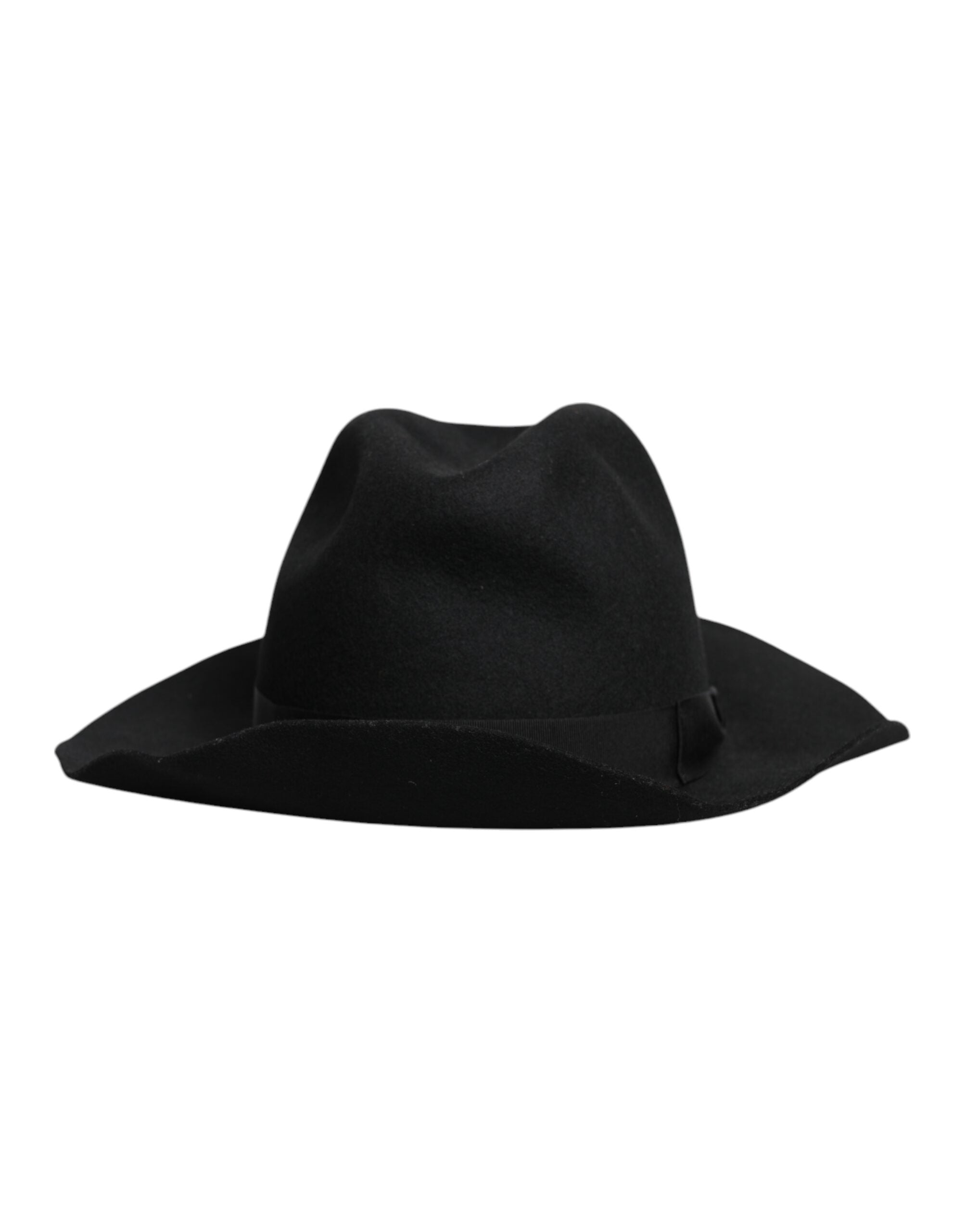 Black Wide Brim Trilby Fedora Hat - ventzia