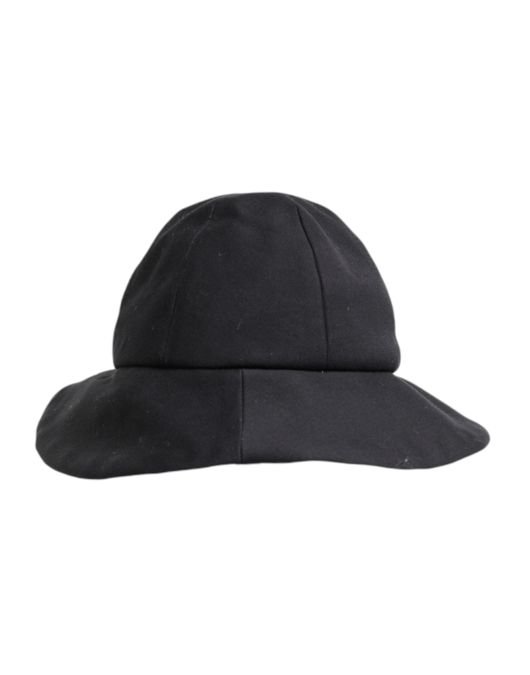 Black Cotton Wide Brim Bucket Hat - ventzia