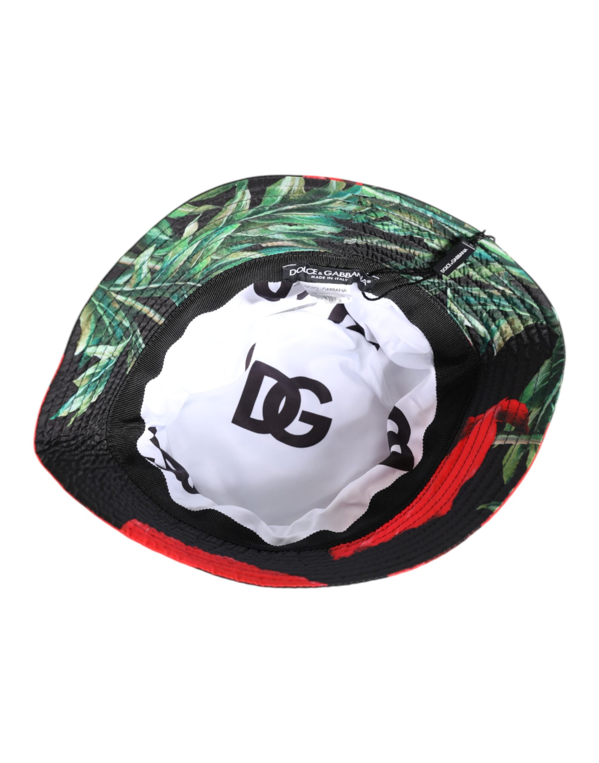 Multicolor DG Plaque Wide Brim Bucket Hat - ventzia