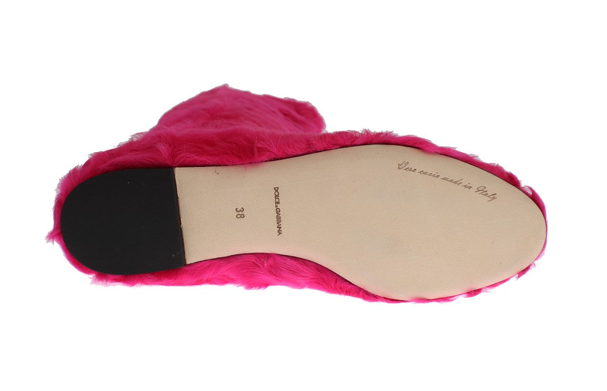Elegant Pink Lambskin Fur Boots - ventzia