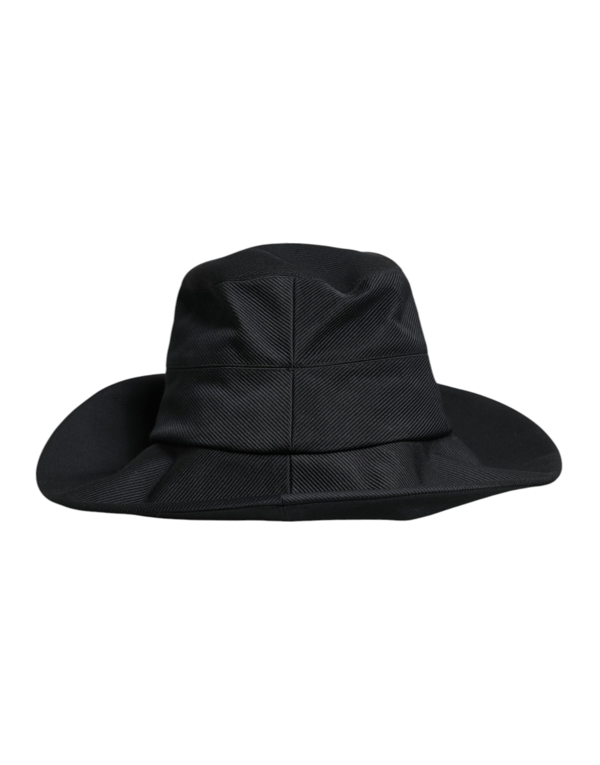 Black Cotton Wide Brim Fedora Hat - ventzia