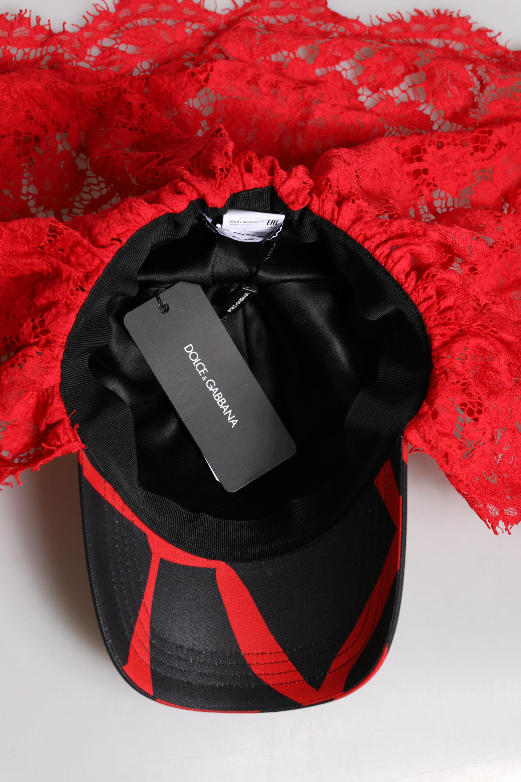 Red Black Lace Tulle Cotton Baseball Cap - ventzia