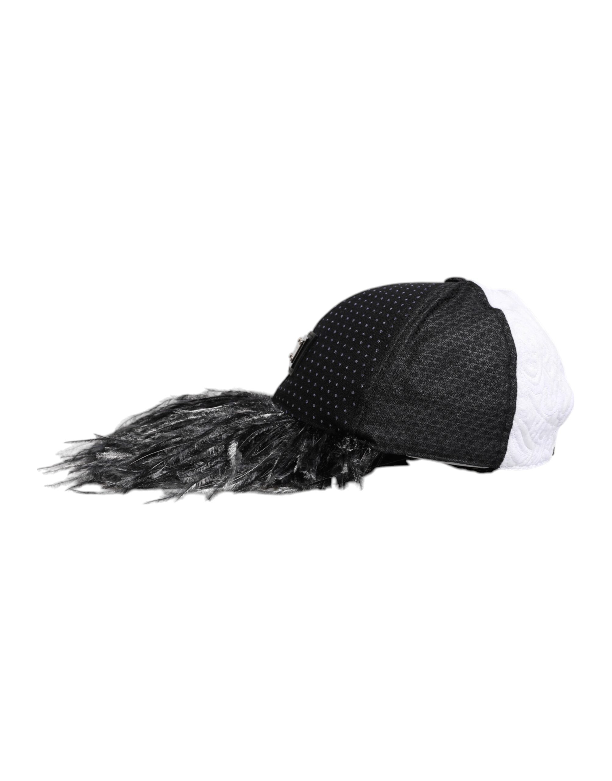 White Black Polka Dot Feathers Baseball Cap - ventzia