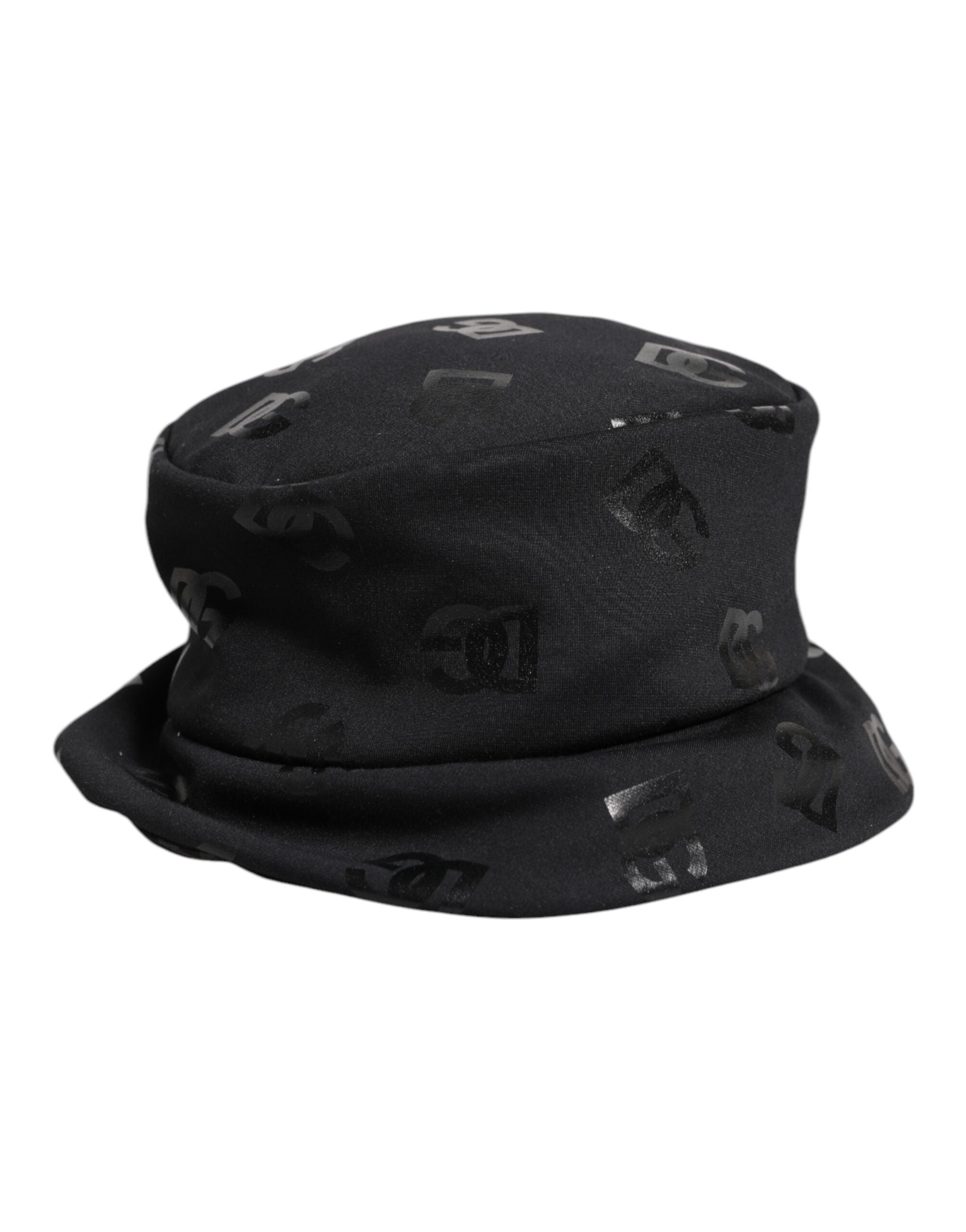 Black DG Monogram Polyester Jacquard Bucket Hat - ventzia