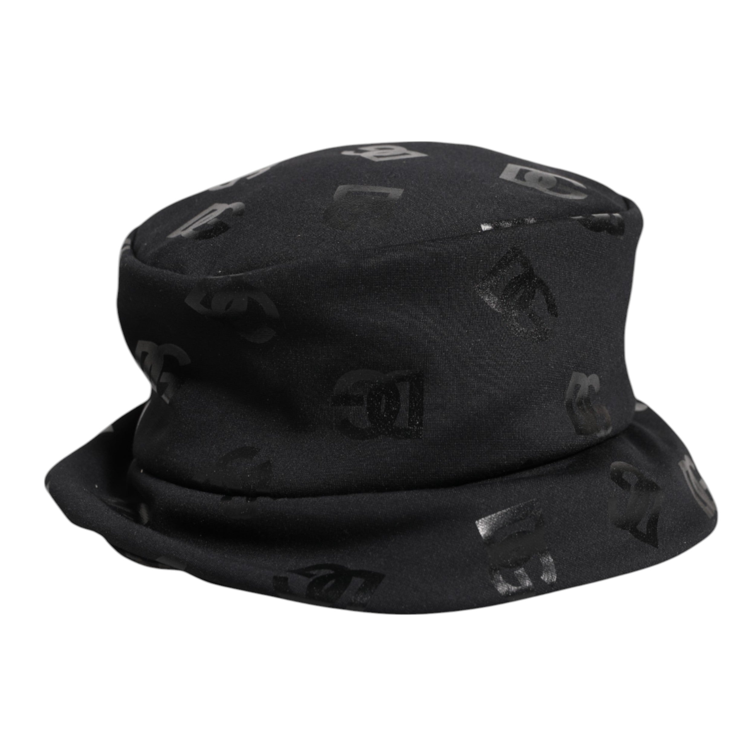 Black DG Monogram Polyester Jacquard Bucket Hat - ventzia