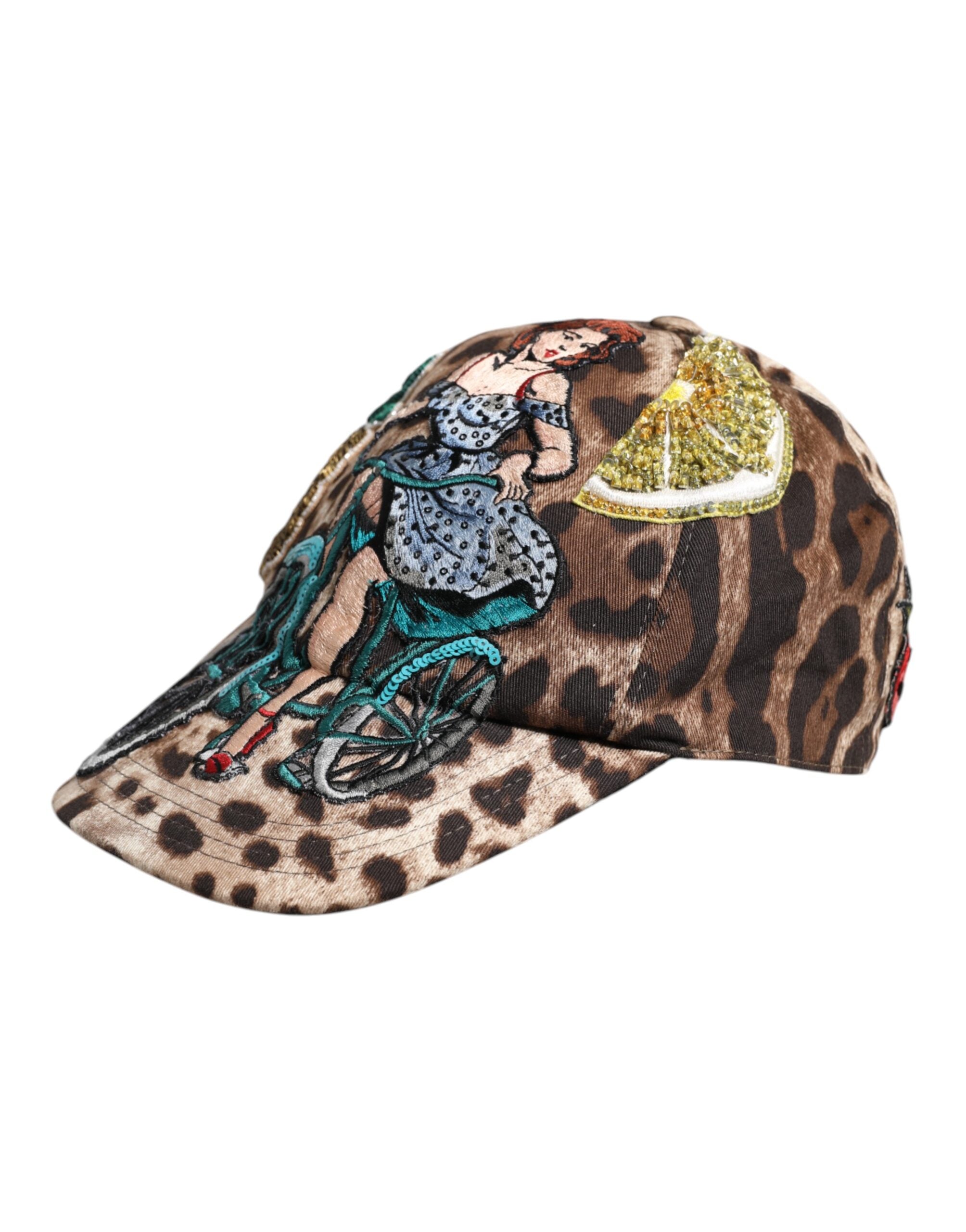 Brown Leopard Sequin Sicily Baseball Cap - ventzia