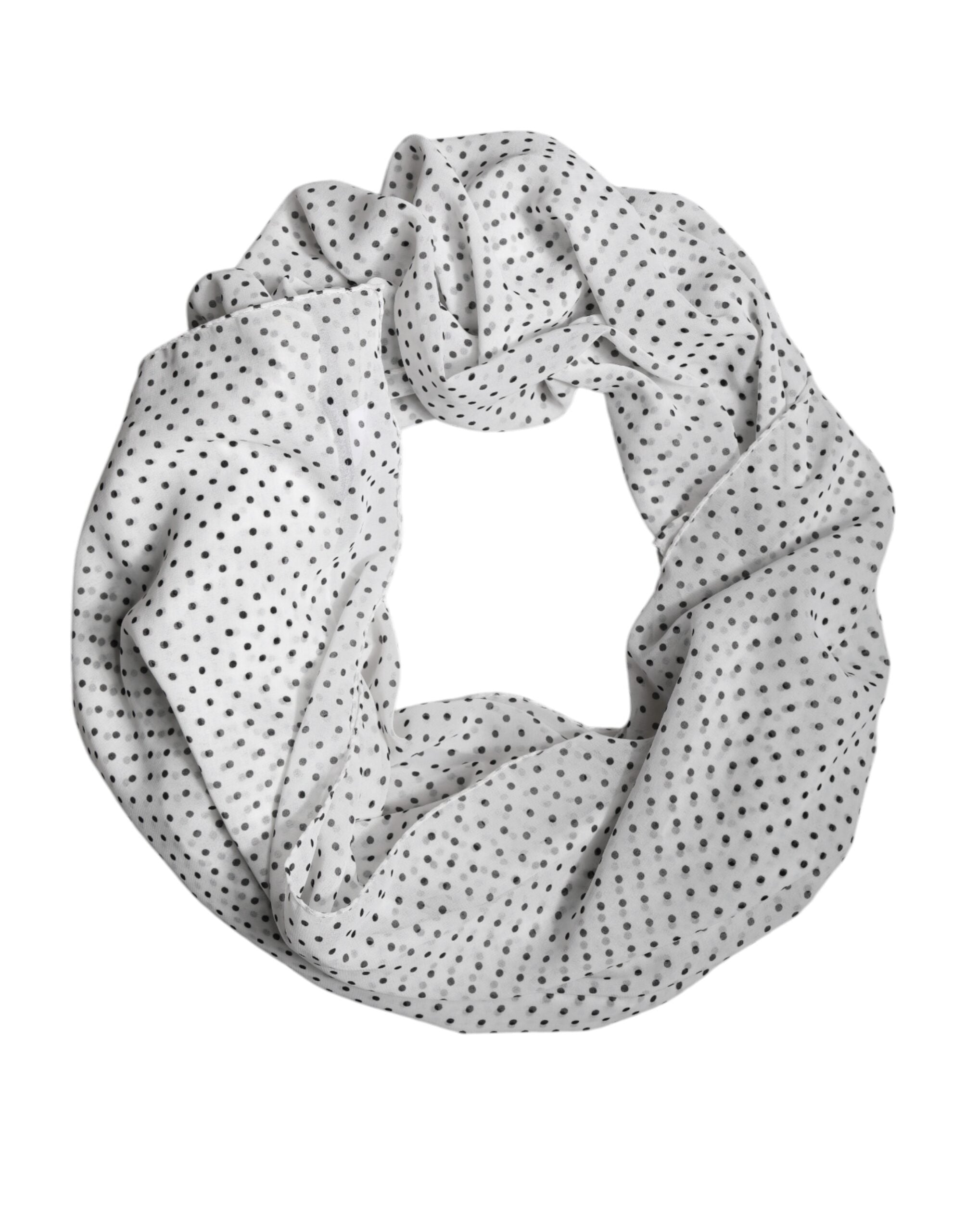White Polka Dots Polyester Wrap Shawl Scarf - ventzia