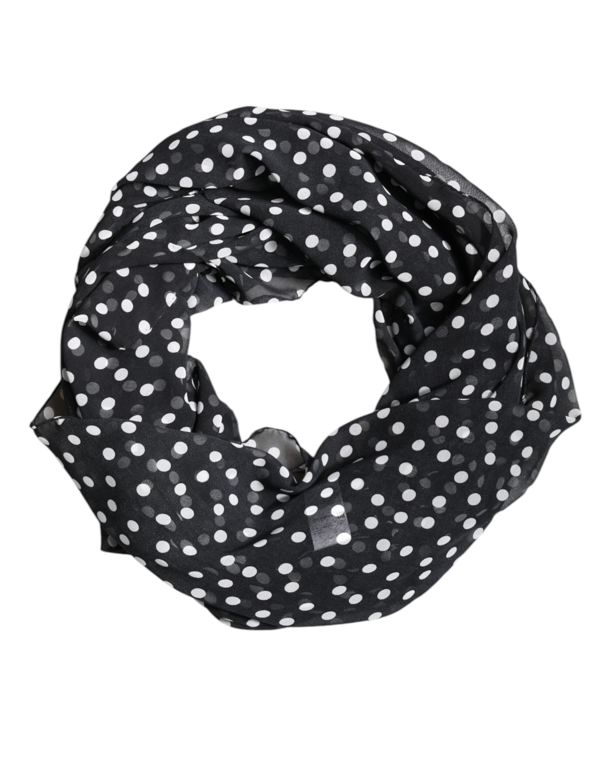 Black Polka Dots Polyester Wrap Shawl Scarf - ventzia