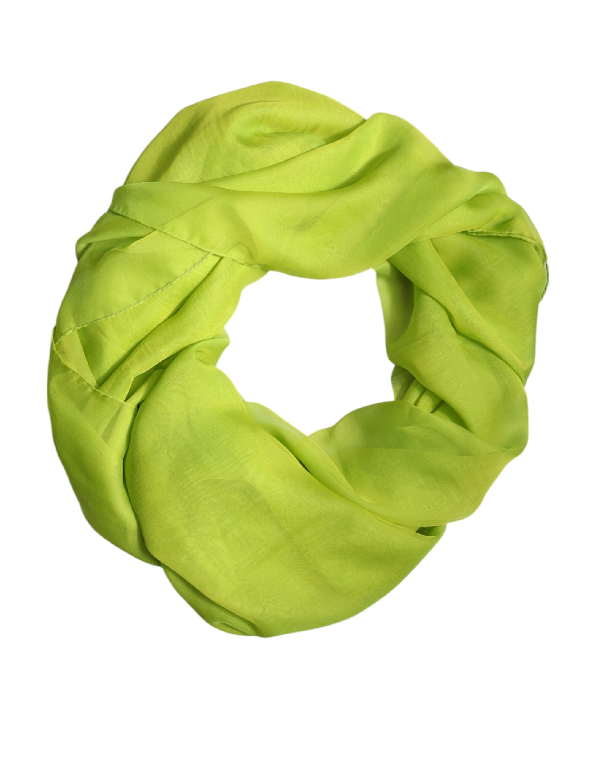 Green Silk Rectangle Wrap Shawl Neck Warmer Scarf - ventzia