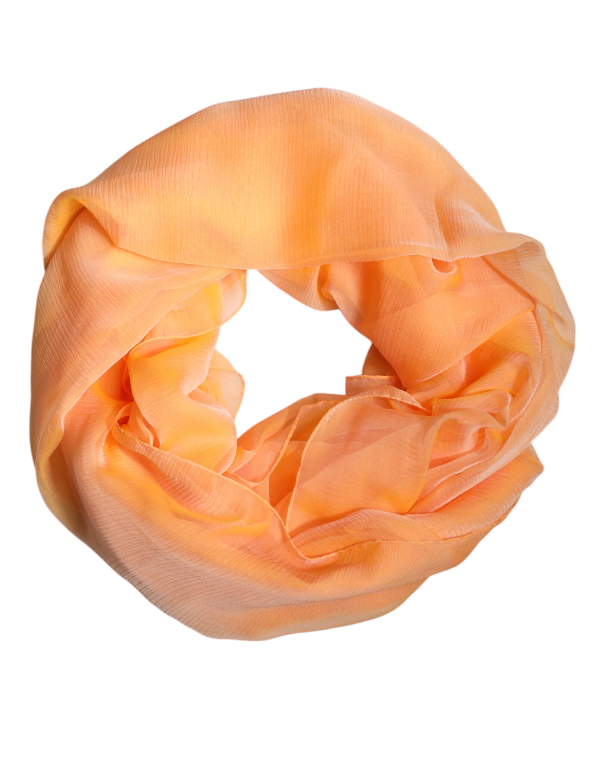 Orange Silk Rectangle Wrap Shawl Scarf - ventzia