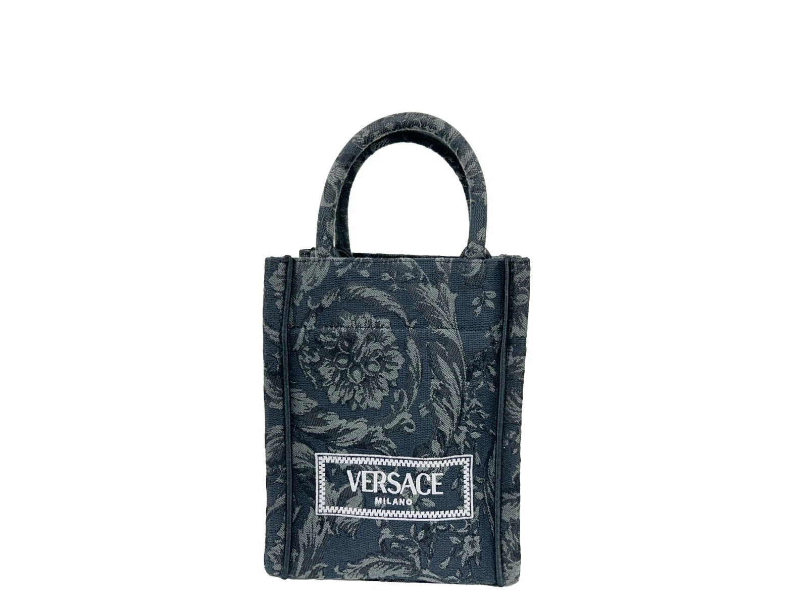 Athena Barocco Mini Top Handle Tote Crossbody Bag Black - ventzia