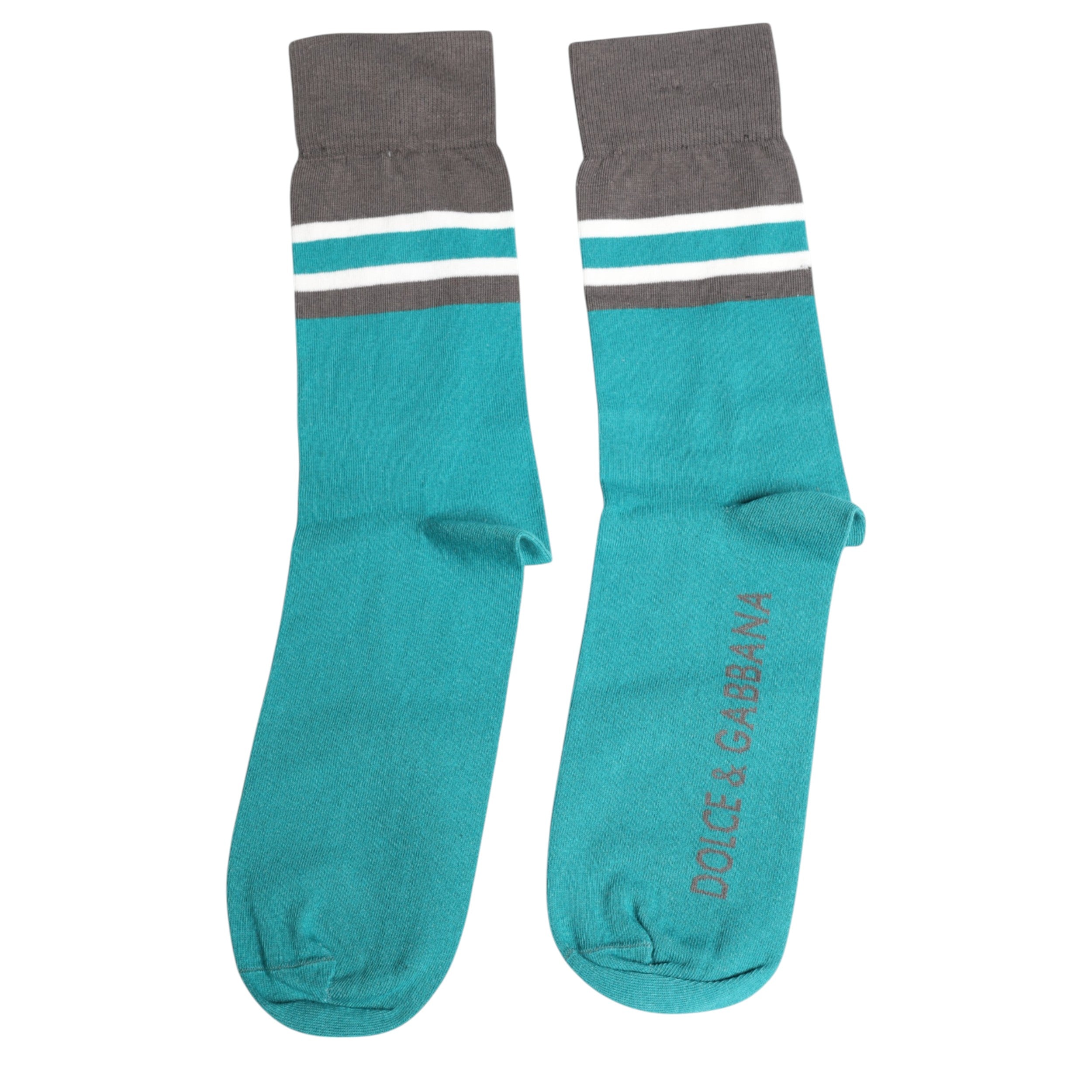 Green Gray Stretch DG Logo Mid Calf Socks - ventzia