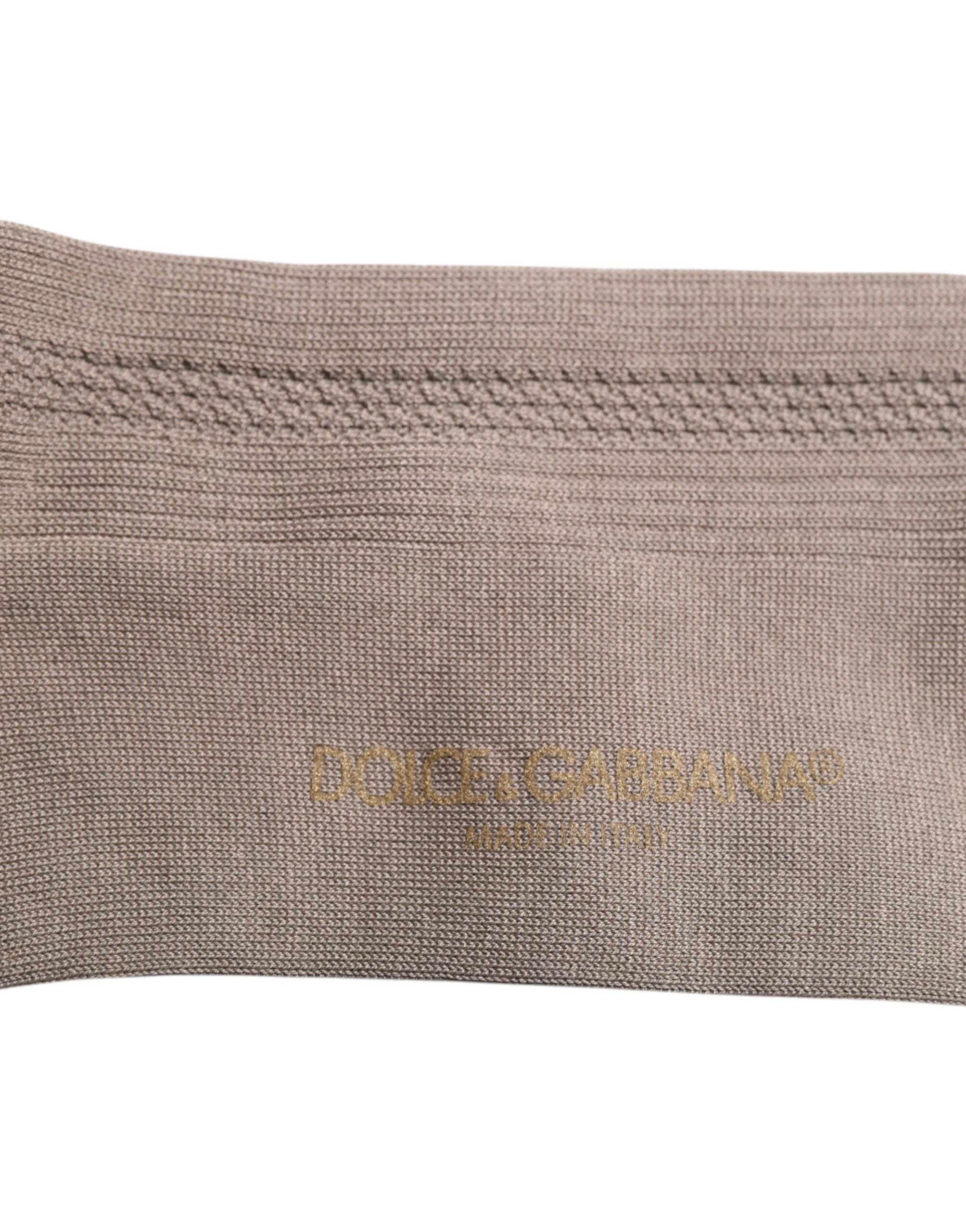 Brown Cotton Stretch Logo Over Calf Socks - ventzia