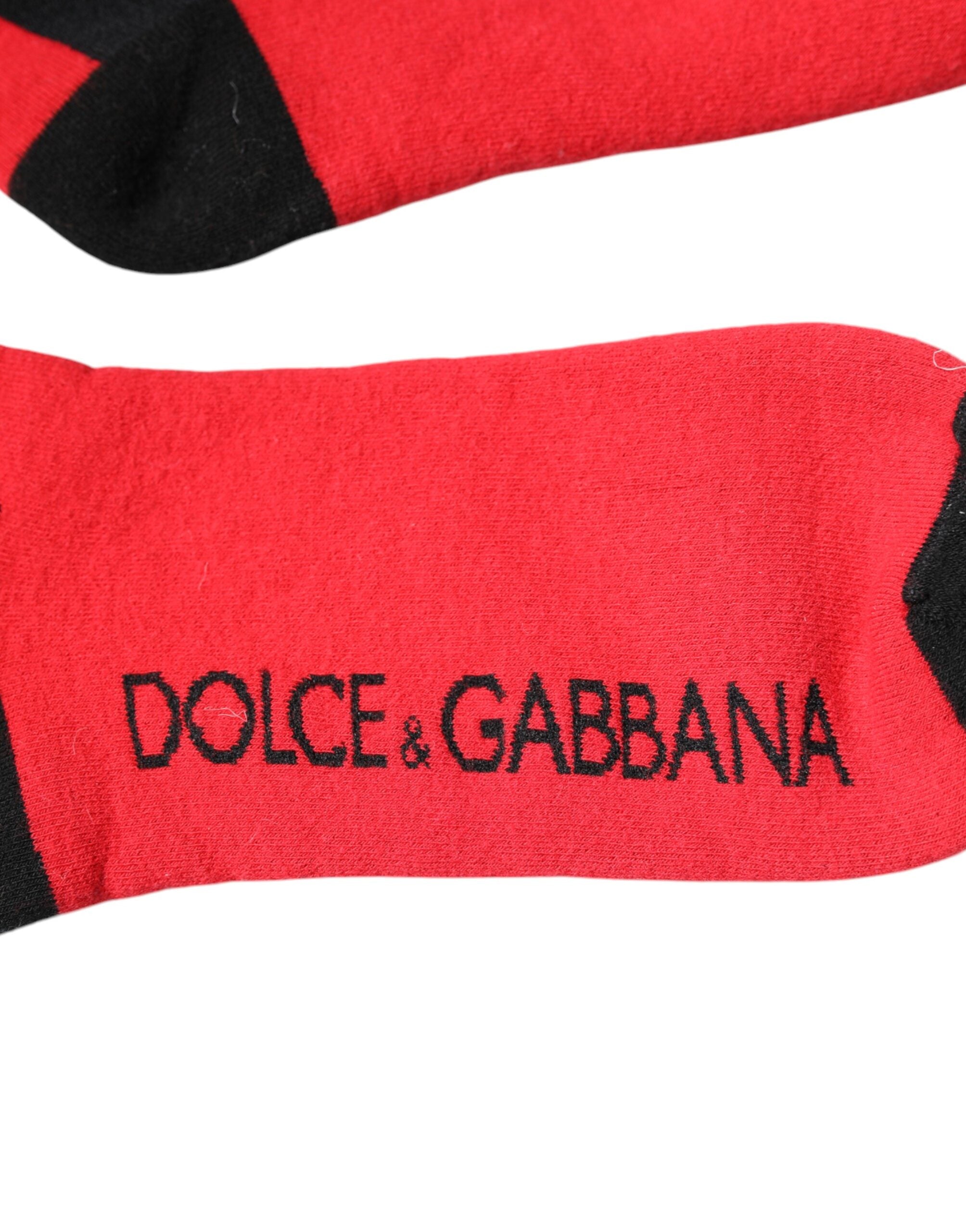 Red Cotton Stretch Printed Socks - ventzia