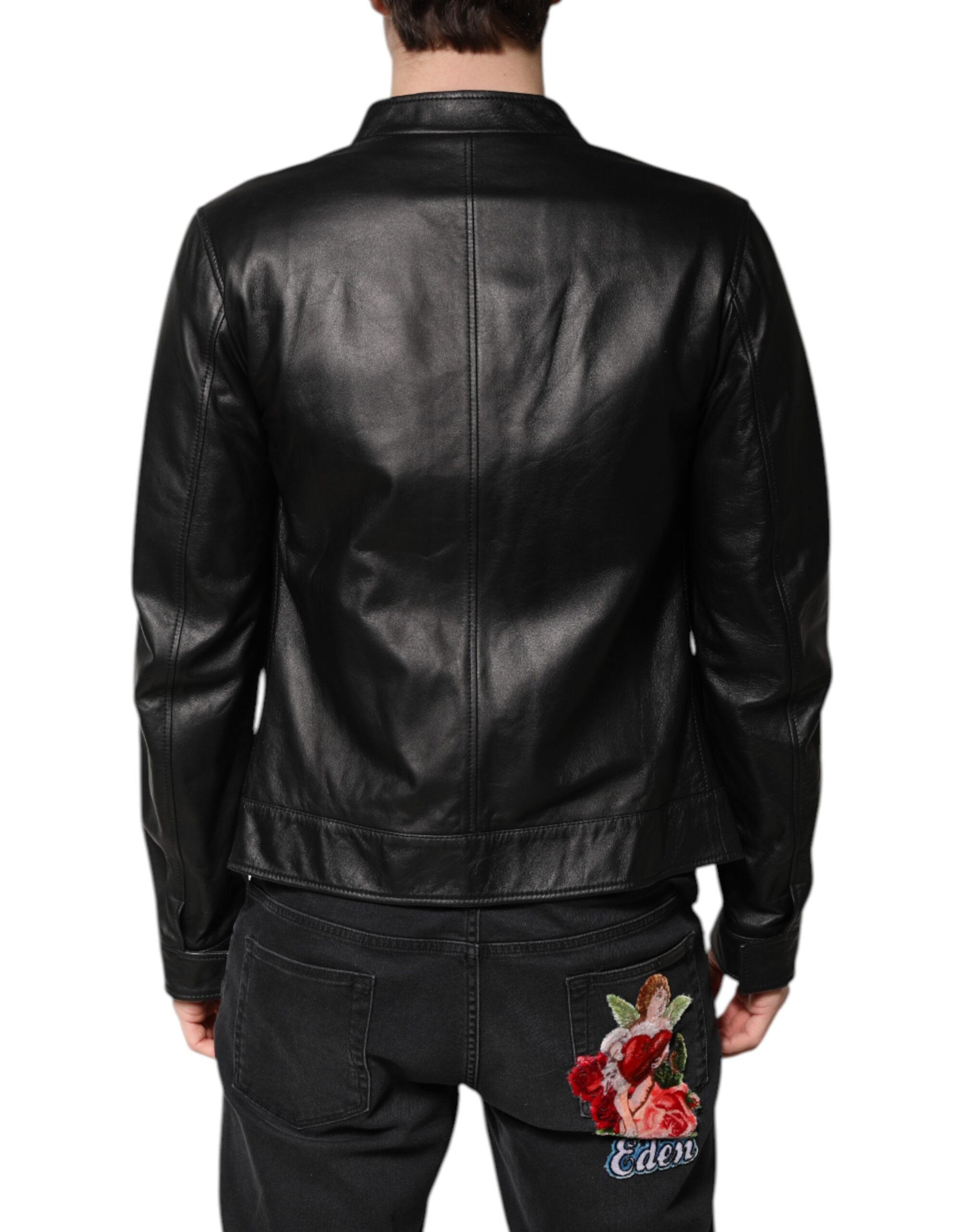 Black Sheep Leather Biker Full Zip Jacket - ventzia