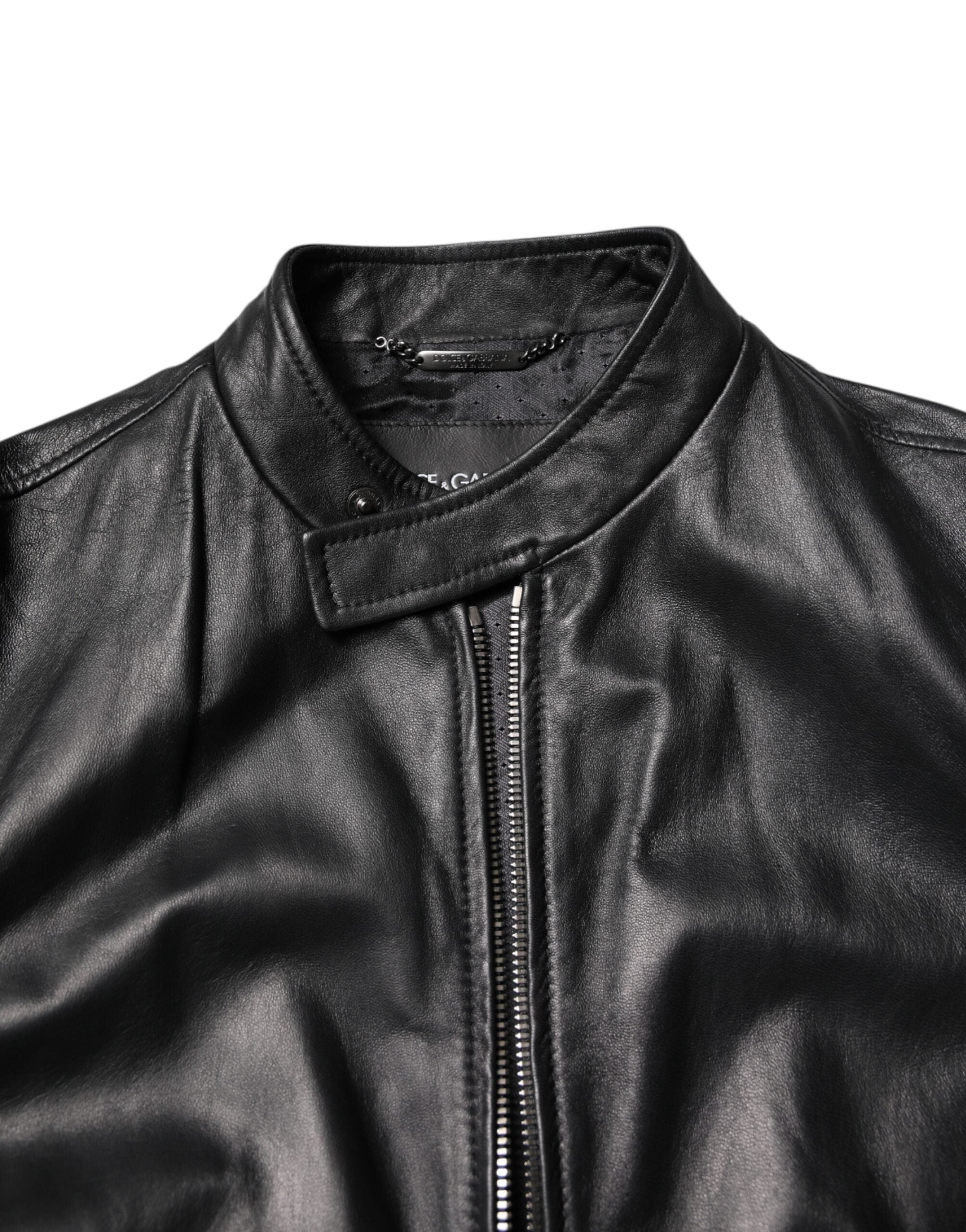 Black Sheep Leather Biker Full Zip Jacket - ventzia