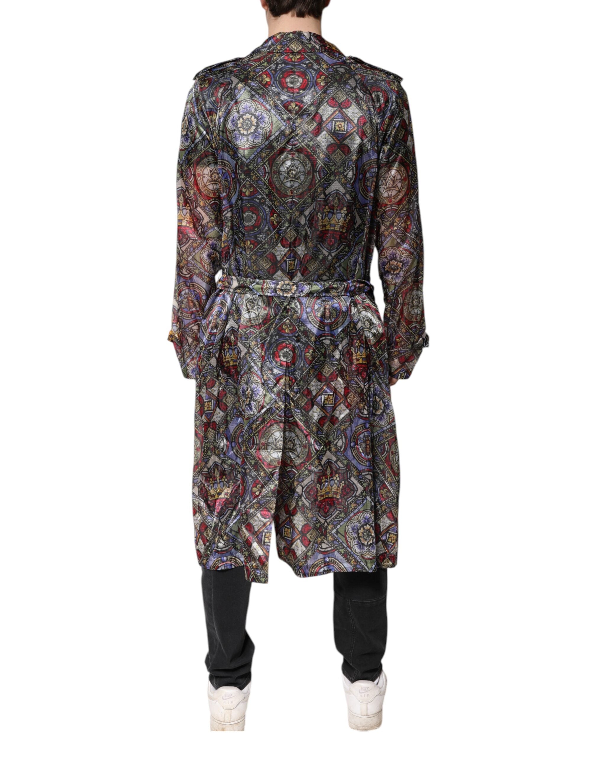 Multicolor Royal Bee Crown Trench Coat Jacket - ventzia