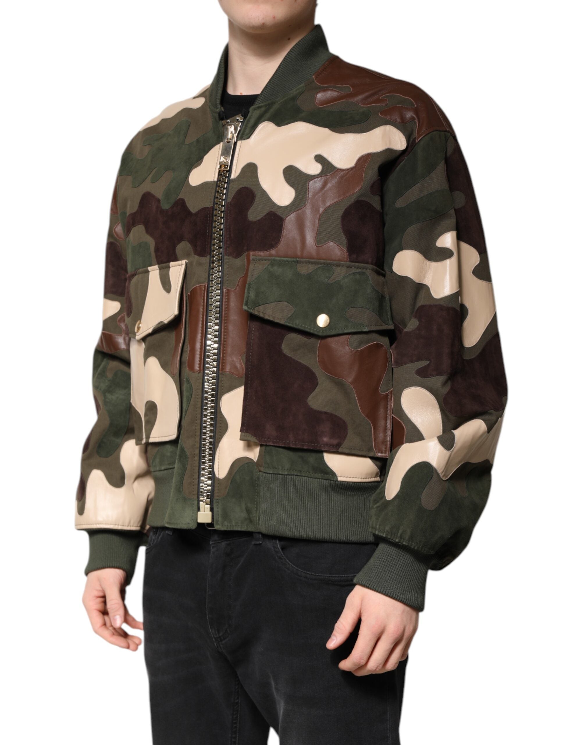 Multicolor Cotton Bomber Full Zip Jacket - ventzia