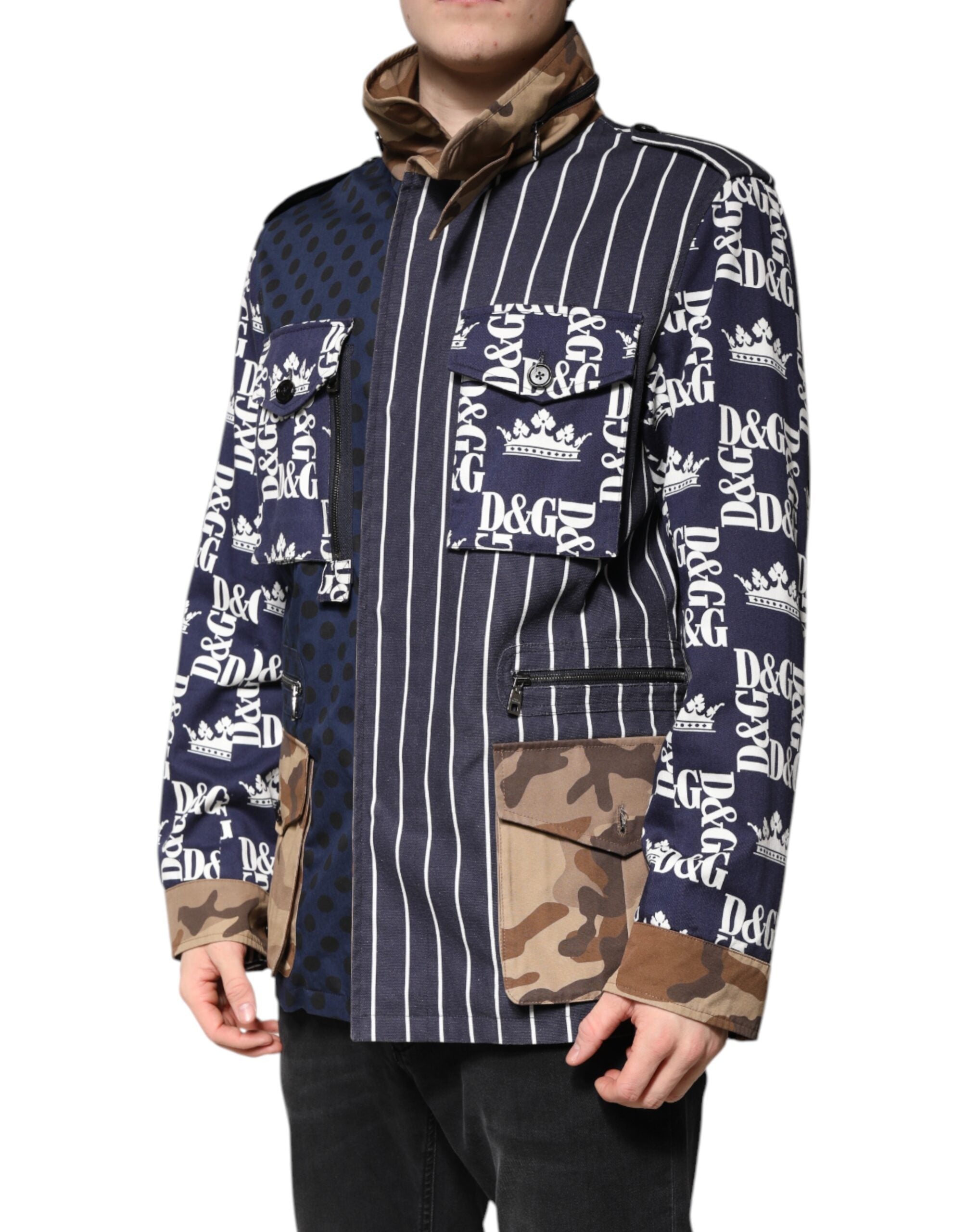 Multicolor Cotton Logo Patchwork Coat Jacket - ventzia