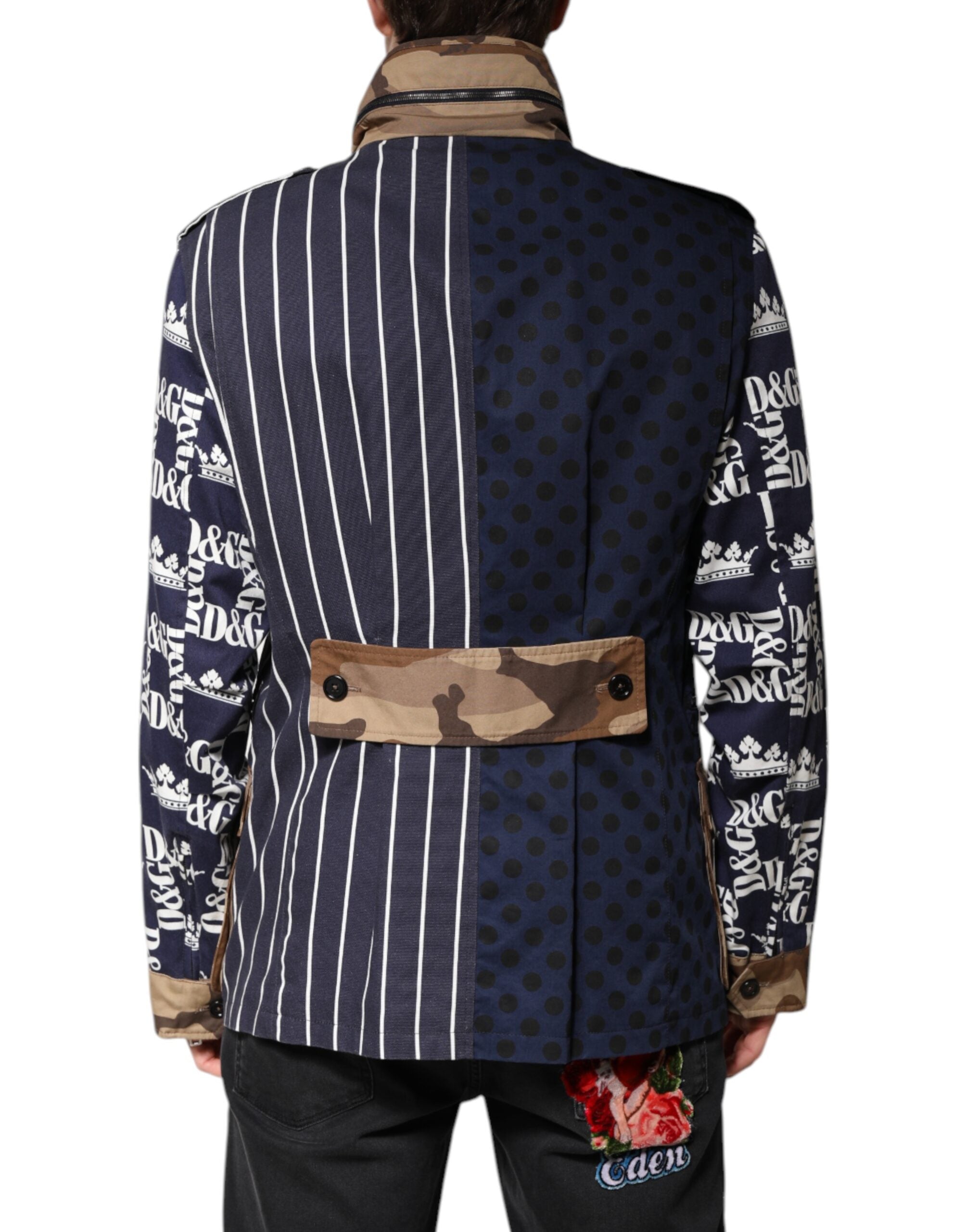 Multicolor Cotton Logo Patchwork Coat Jacket - ventzia