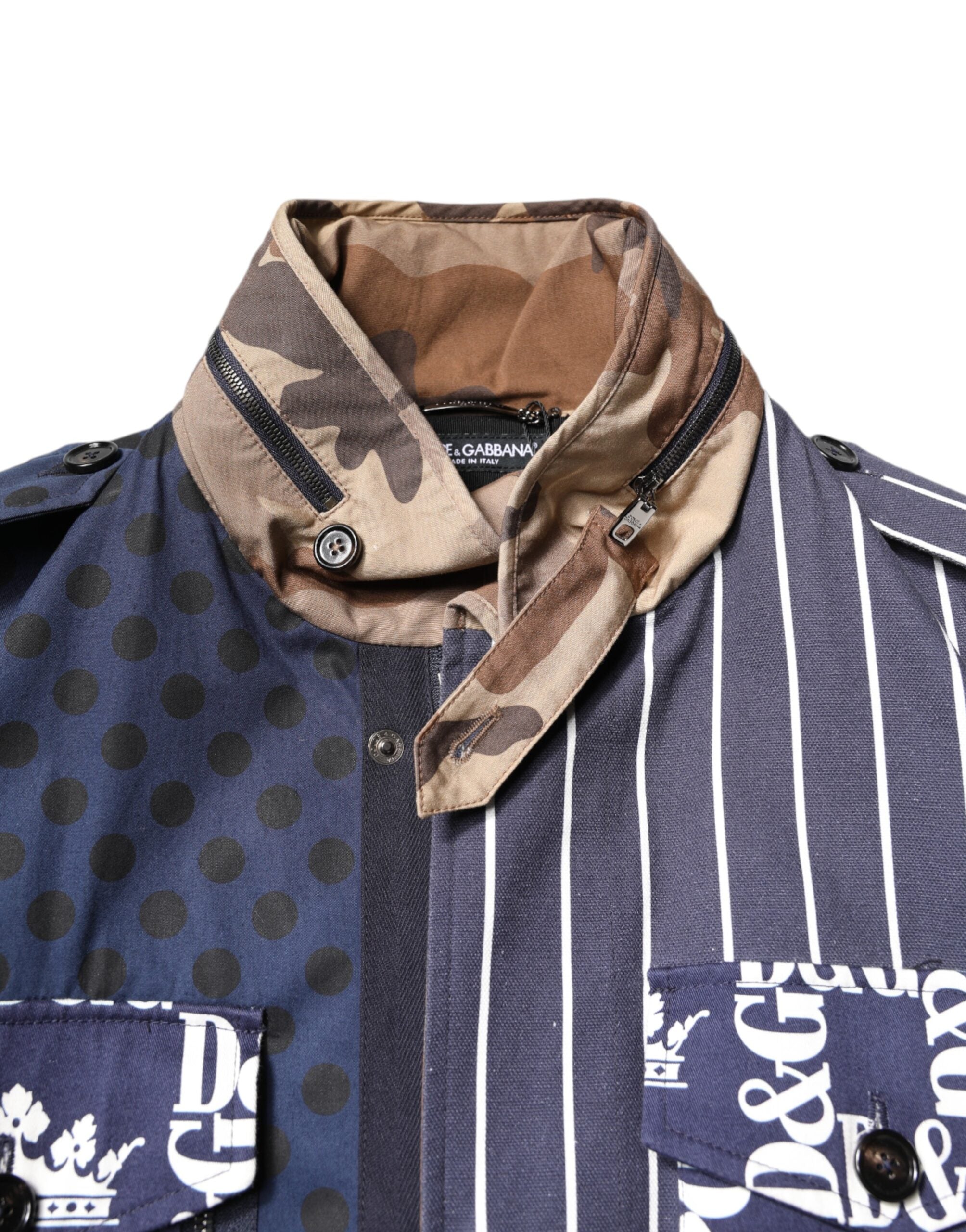 Multicolor Cotton Logo Patchwork Coat Jacket - ventzia