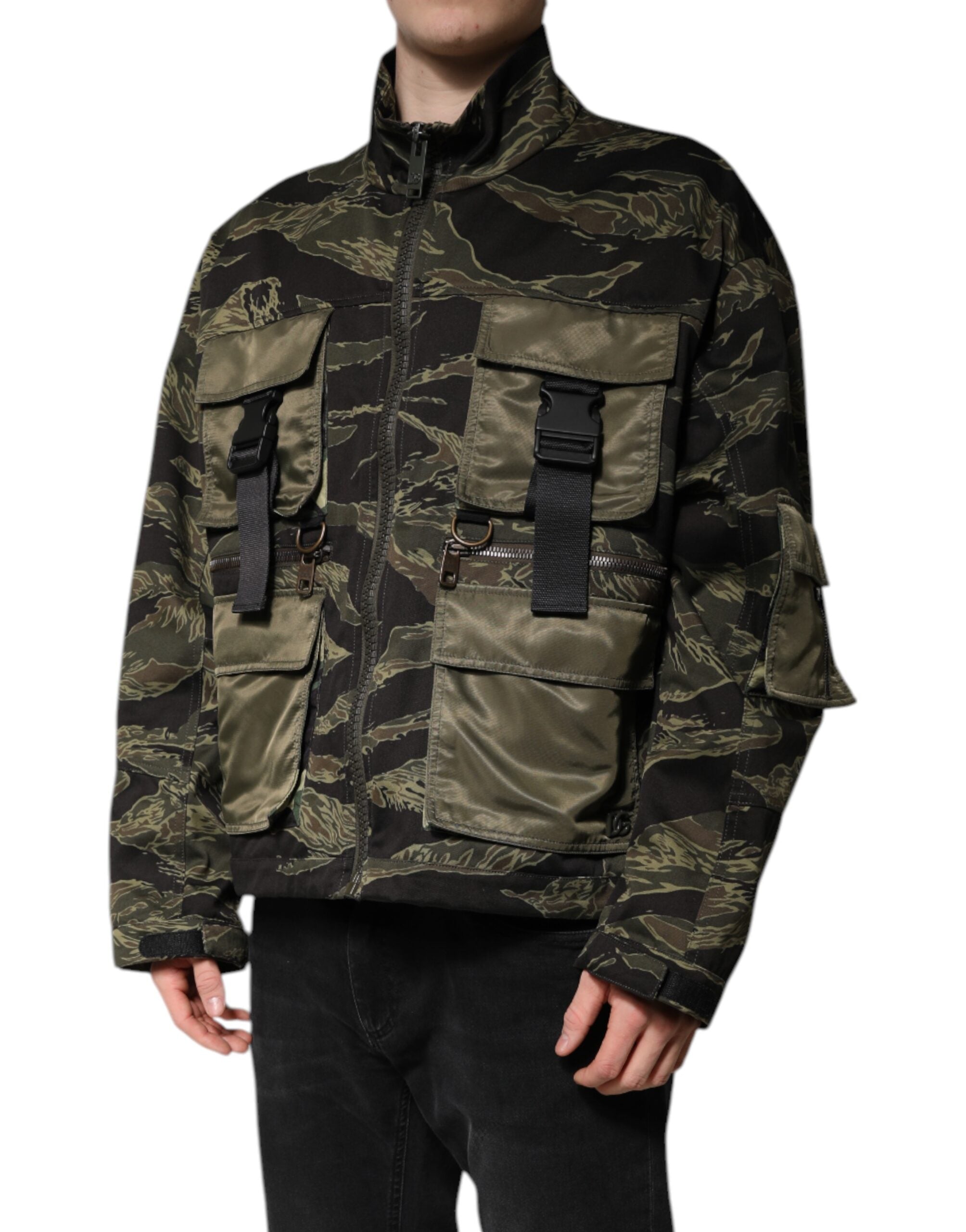 Multicolor Camouflage Cotton Bomber Jacket - ventzia
