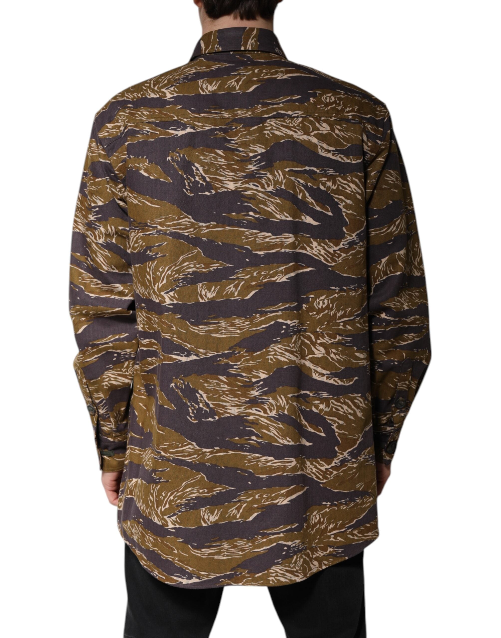 Brown Leopard Cotton Collared Coat Jacket - ventzia