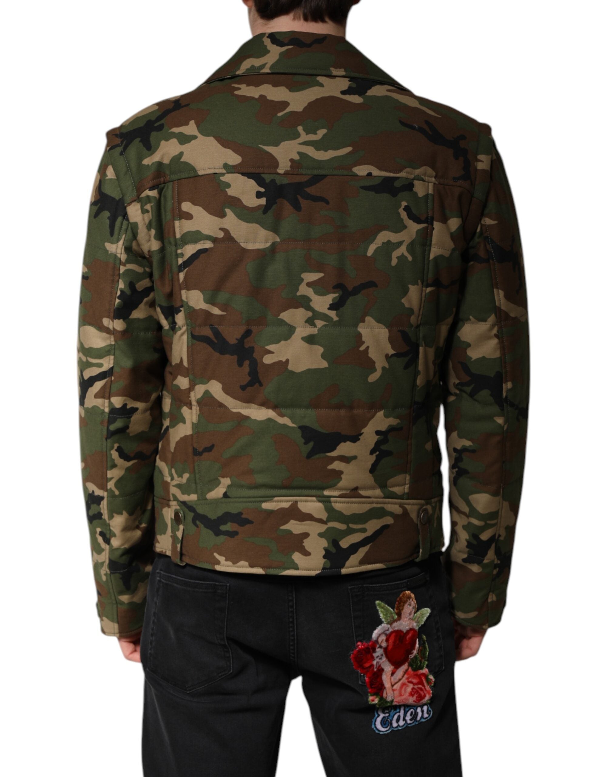Multicolor Camouflage Nylon Biker Jacket - ventzia