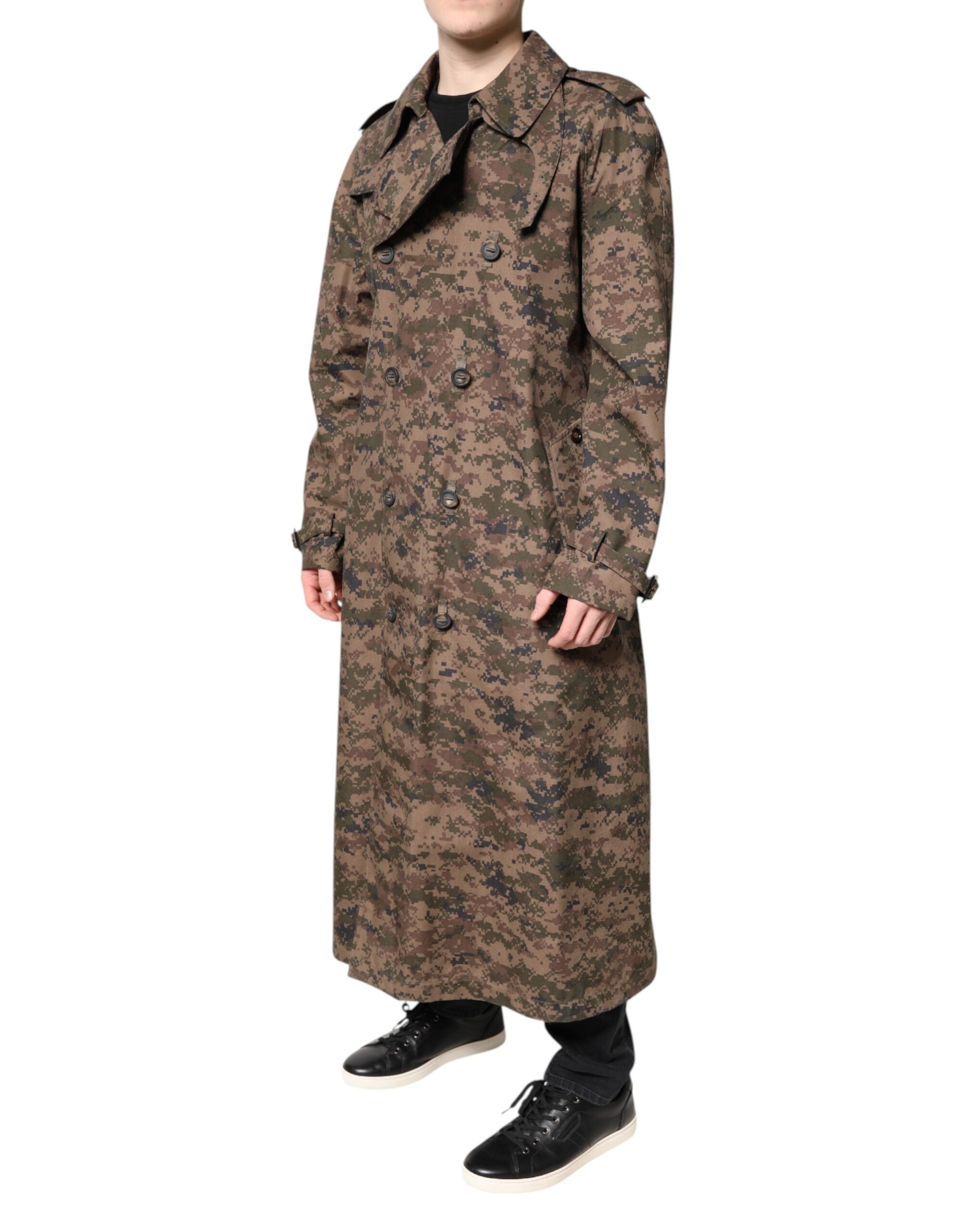 Multicolor Camouflage Double Breasted Coat Jacket - ventzia
