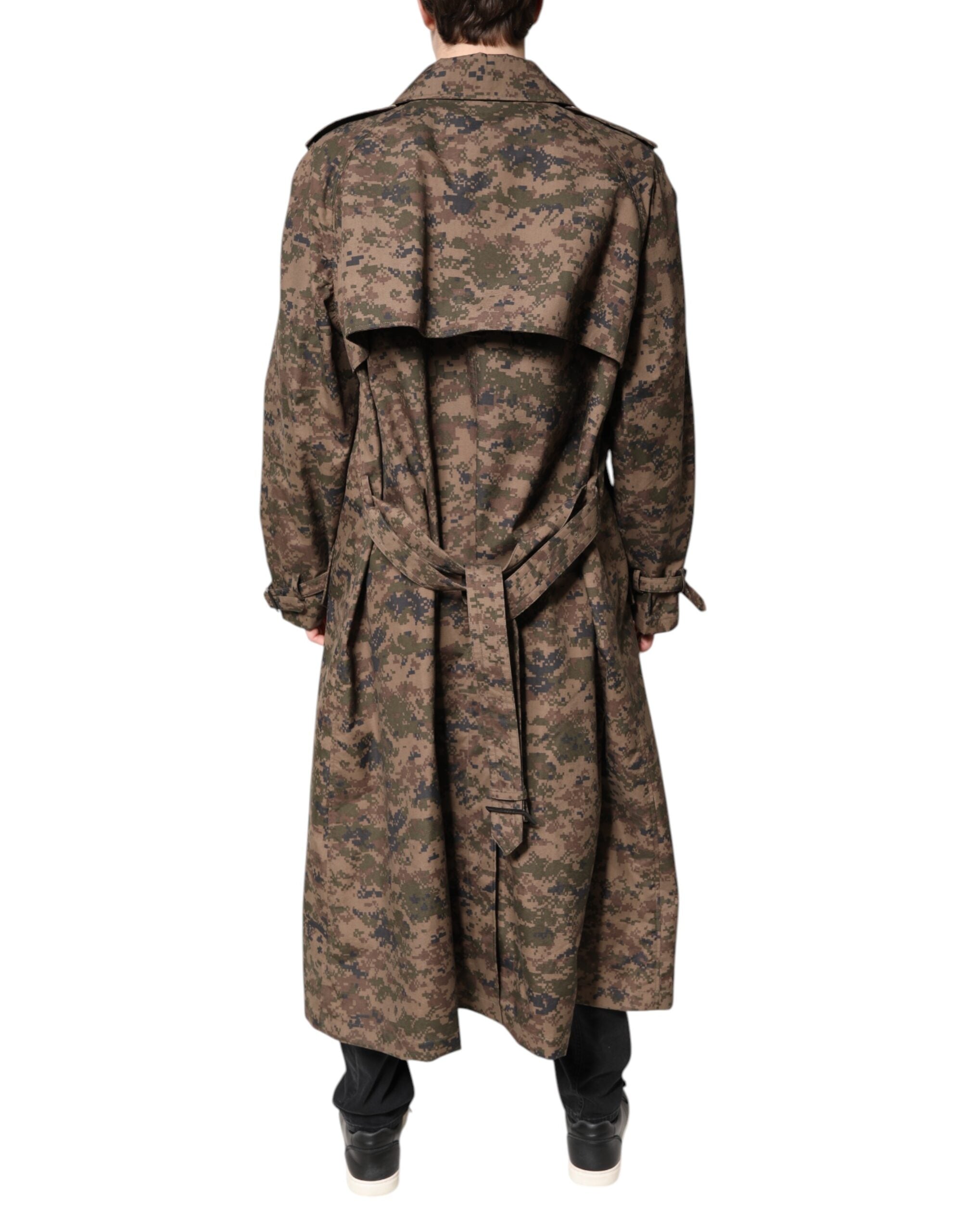 Multicolor Camouflage Double Breasted Coat Jacket - ventzia
