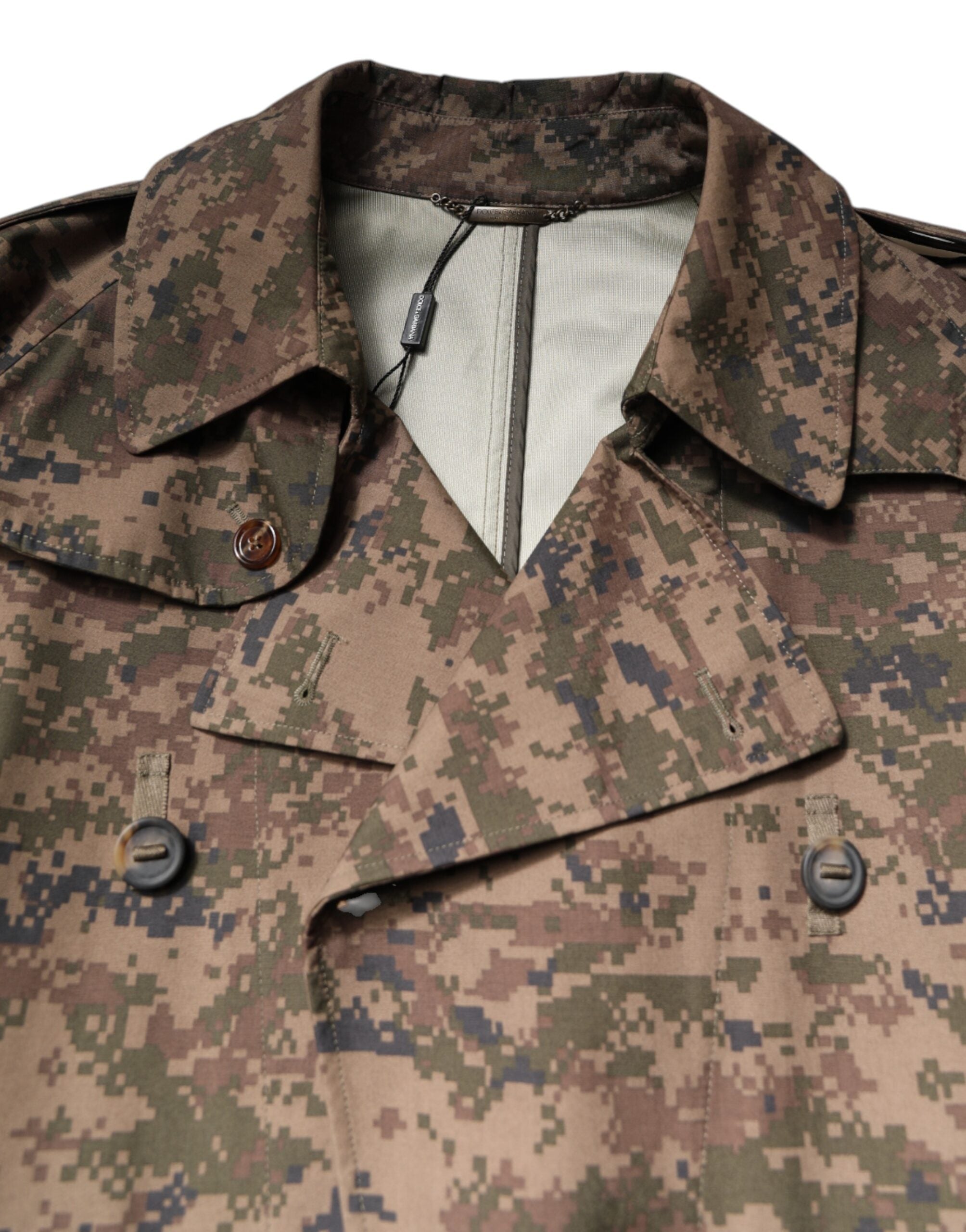 Multicolor Camouflage Double Breasted Coat Jacket - ventzia