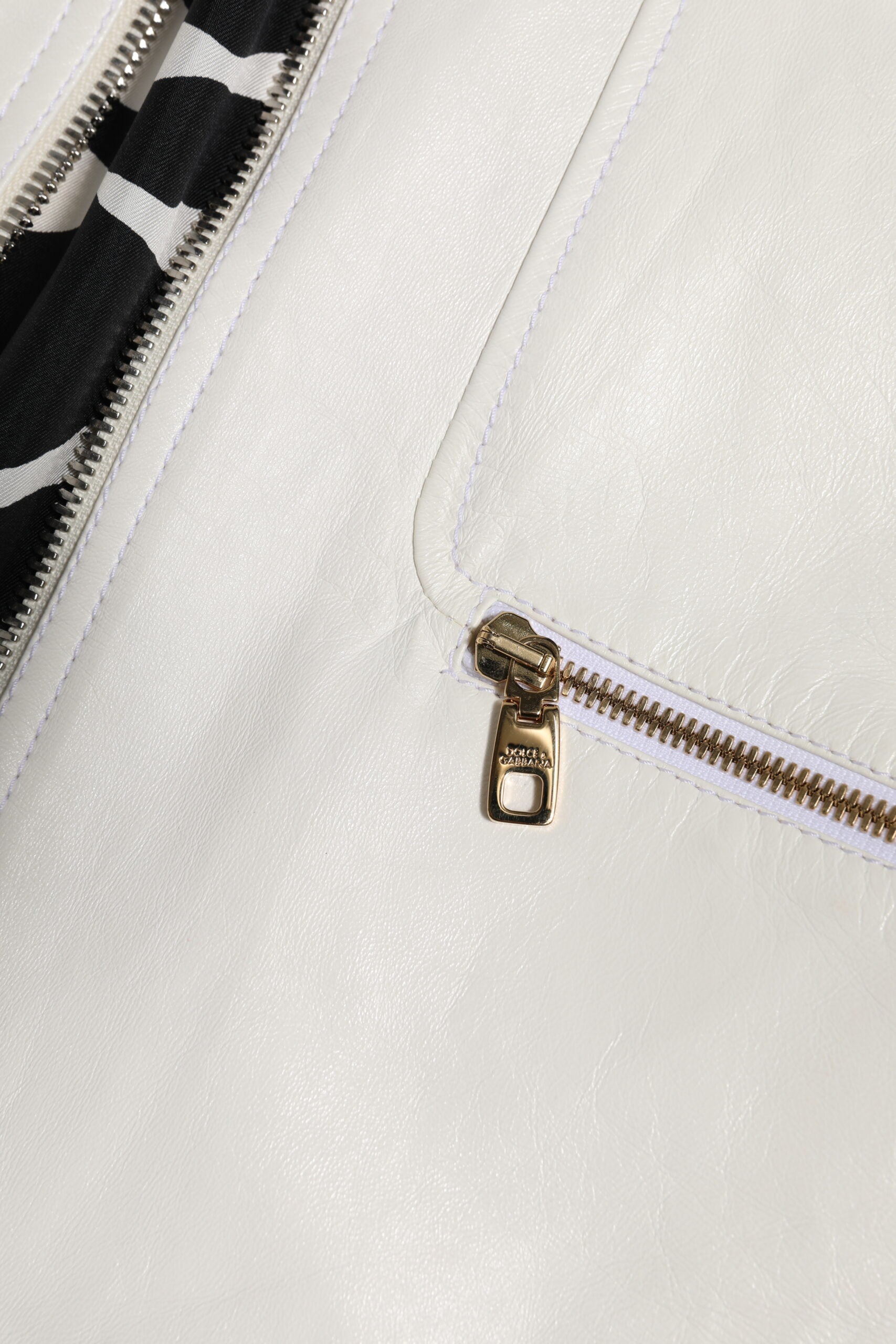 White Collared Full Zip Biker Coat Jacket - ventzia