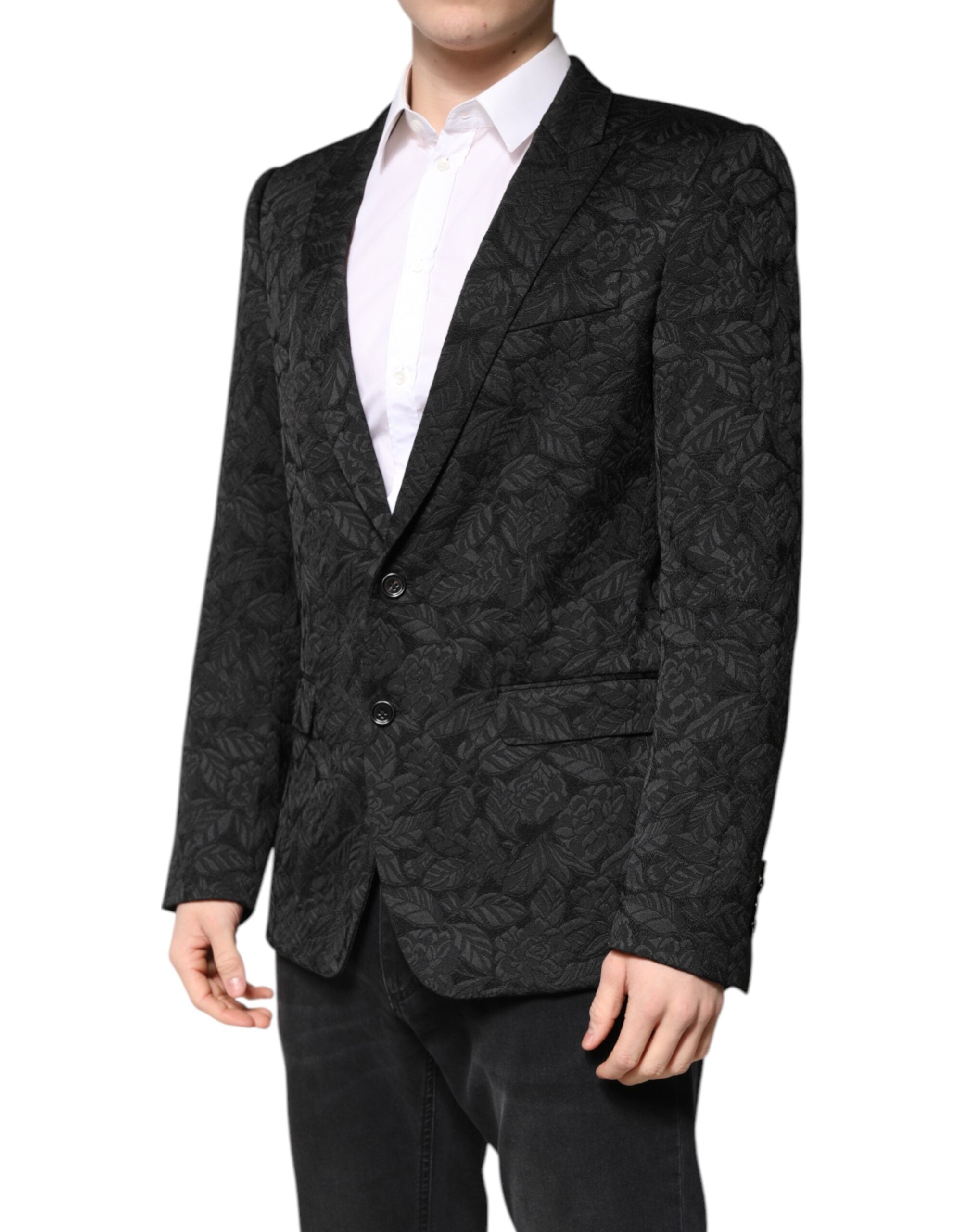 Black MARTINI Brocade Single Breasted Blazer - ventzia