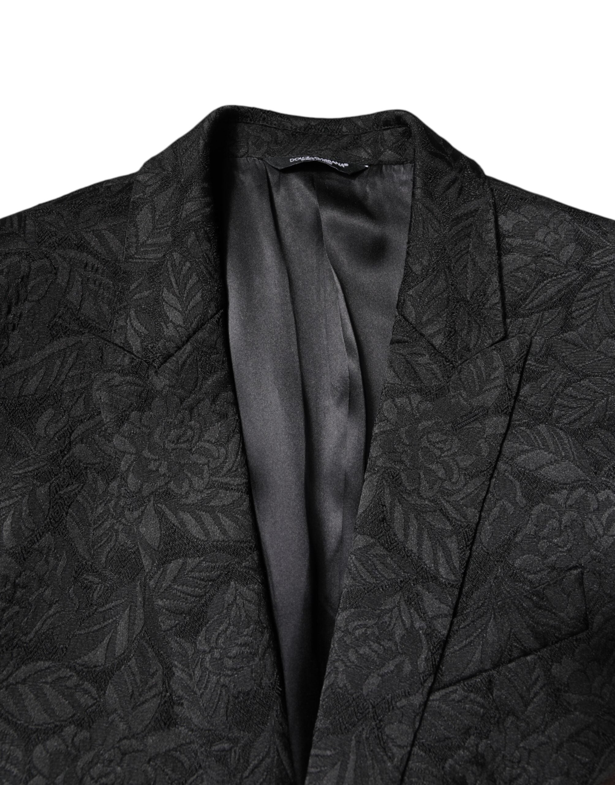 Black MARTINI Brocade Single Breasted Blazer - ventzia