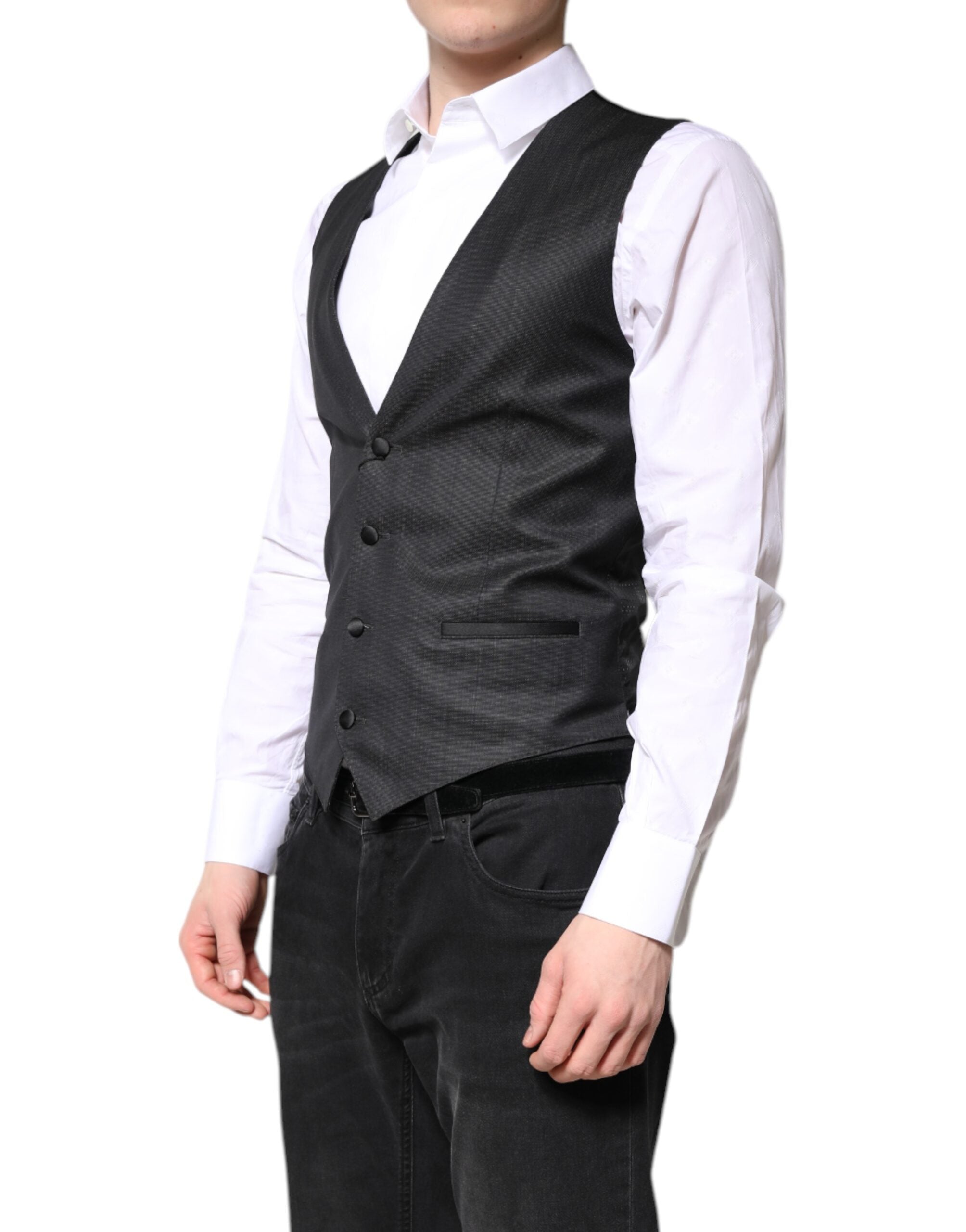 Black Wool Waistcoat Dress Formal Vest - ventzia