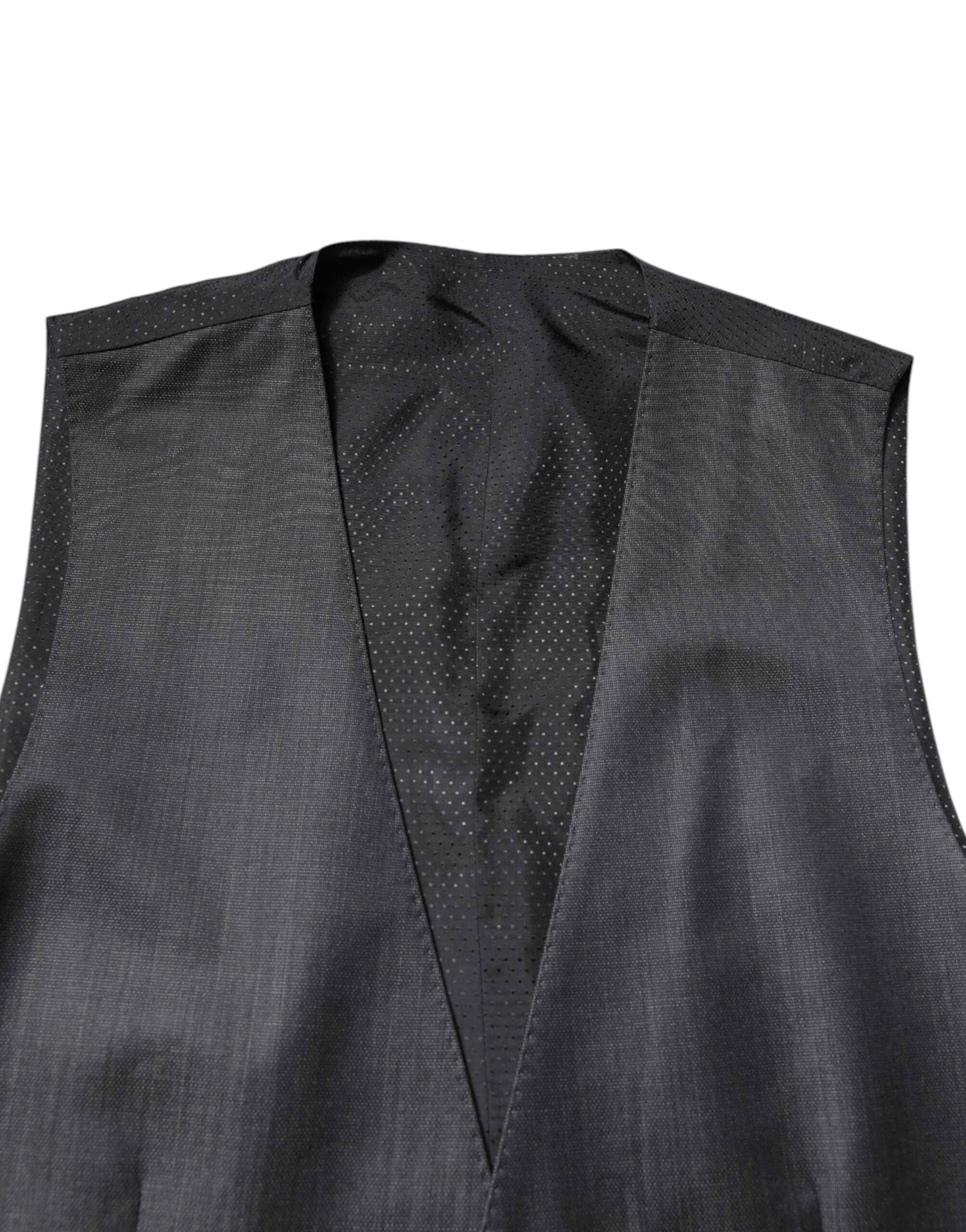 Black Wool Waistcoat Dress Formal Vest - ventzia